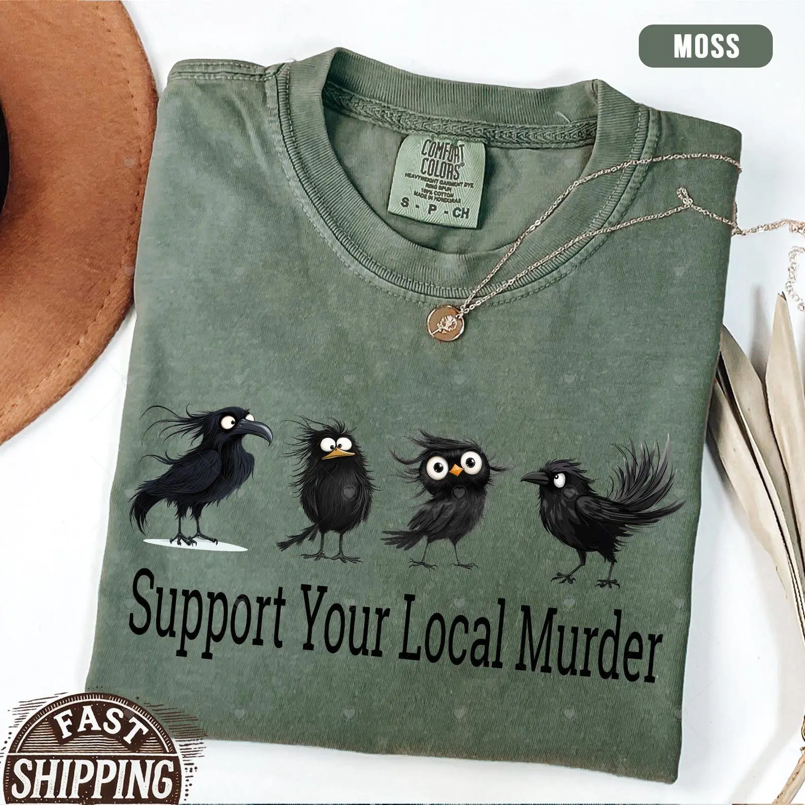 Comfort Colors Support Your Local Murder Shirt, Witchy Raven Crow Lover Dark Academia Gift Tee - photo 5