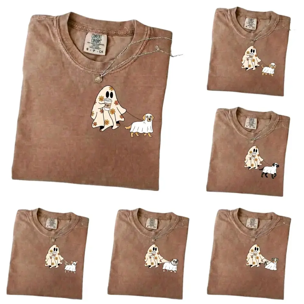 Comfort Colors Espresso Cute Ghost Shirt, 50+ Dog Breed Mom Halloween Tee, Spooky Season Funny Pet Lover Gift