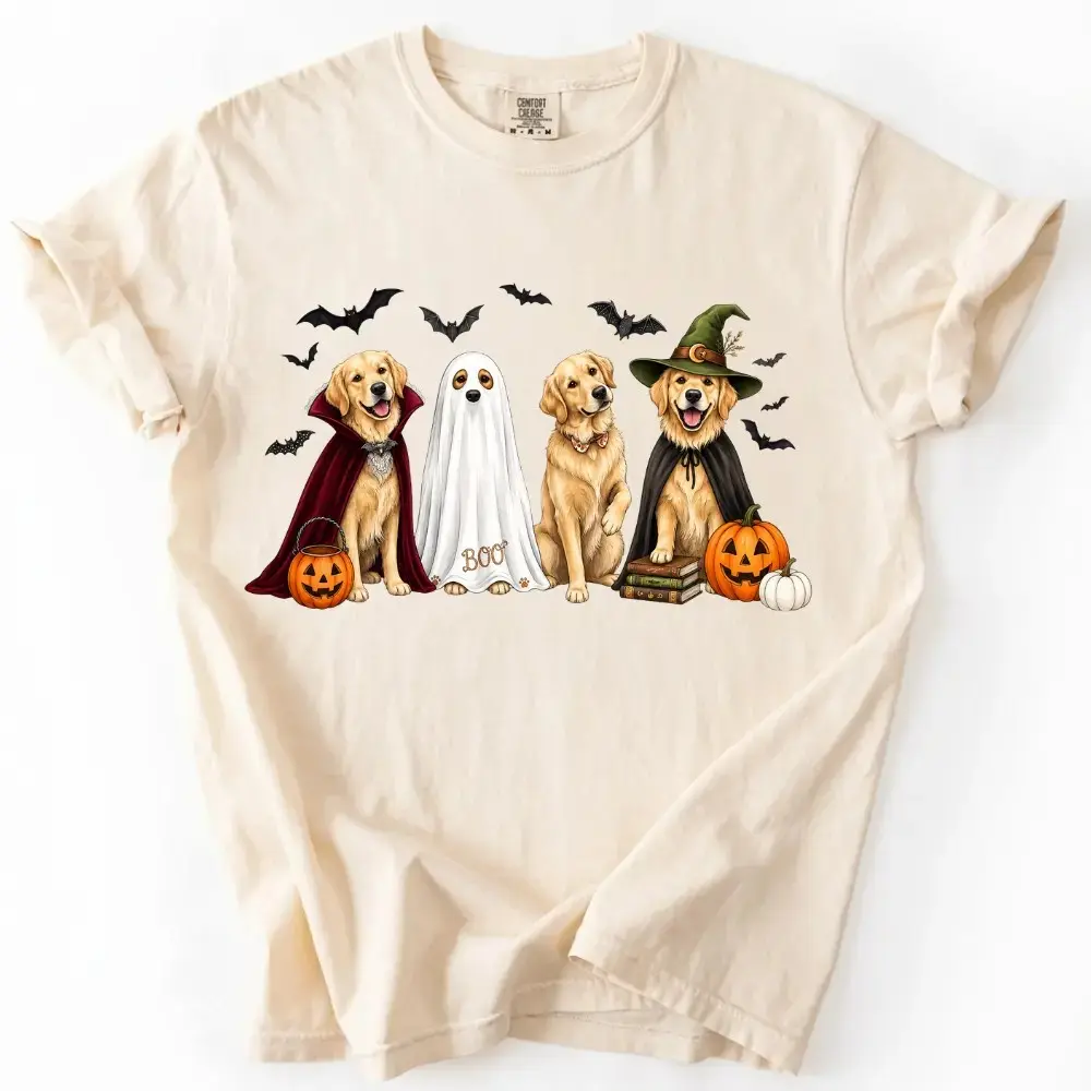 Comfort Colors Ivory Dog Breeds Halloween Shirt, Ghost Witch Pet Mom Spooky Season Graphic Tee - photo 2