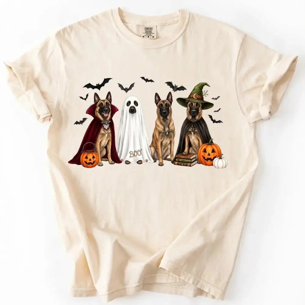 Comfort Colors Ivory Dog Breeds Halloween Shirt, Ghost Witch Pet Mom Spooky Season Graphic Tee - photo 4