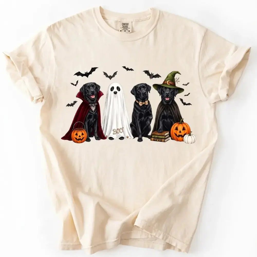 Comfort Colors Ivory Dog Breeds Halloween Shirt, Ghost Witch Pet Mom Spooky Season Graphic Tee - photo 5