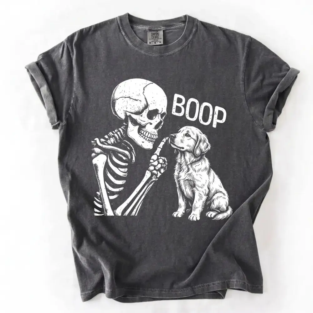 Comfort Colors Pepper 50+ Dog Breeds Skeleton Boop Shirt, Lover Graphic Tee, Spooky Season Halloween Pet Gift - photo 2
