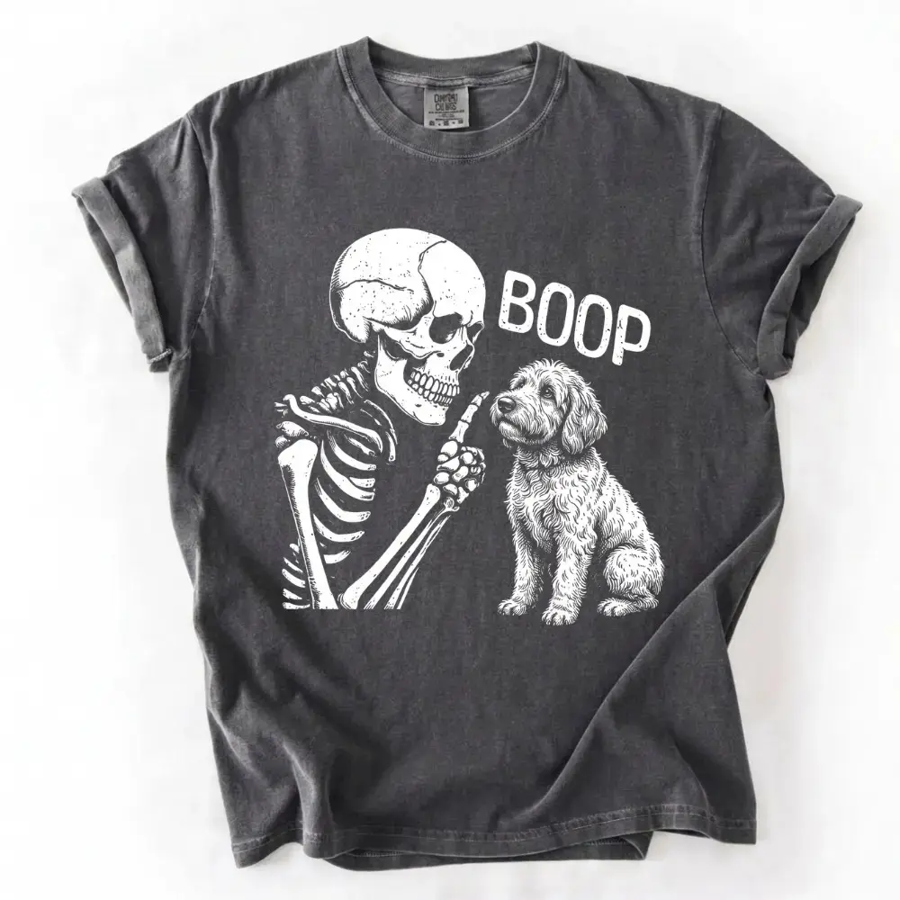 Comfort Colors Pepper 50+ Dog Breeds Skeleton Boop Shirt, Lover Graphic Tee, Spooky Season Halloween Pet Gift - photo 3