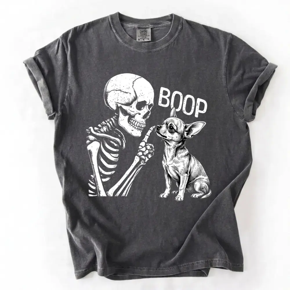 Comfort Colors Pepper 50+ Dog Breeds Skeleton Boop Shirt, Lover Graphic Tee, Spooky Season Halloween Pet Gift - photo 4