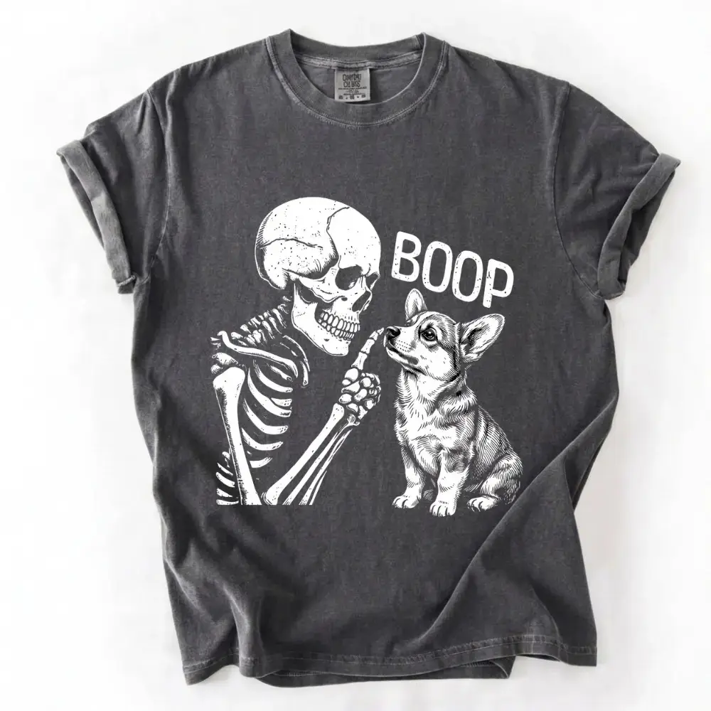 Comfort Colors Pepper 50+ Dog Breeds Skeleton Boop Shirt, Lover Graphic Tee, Spooky Season Halloween Pet Gift - photo 5
