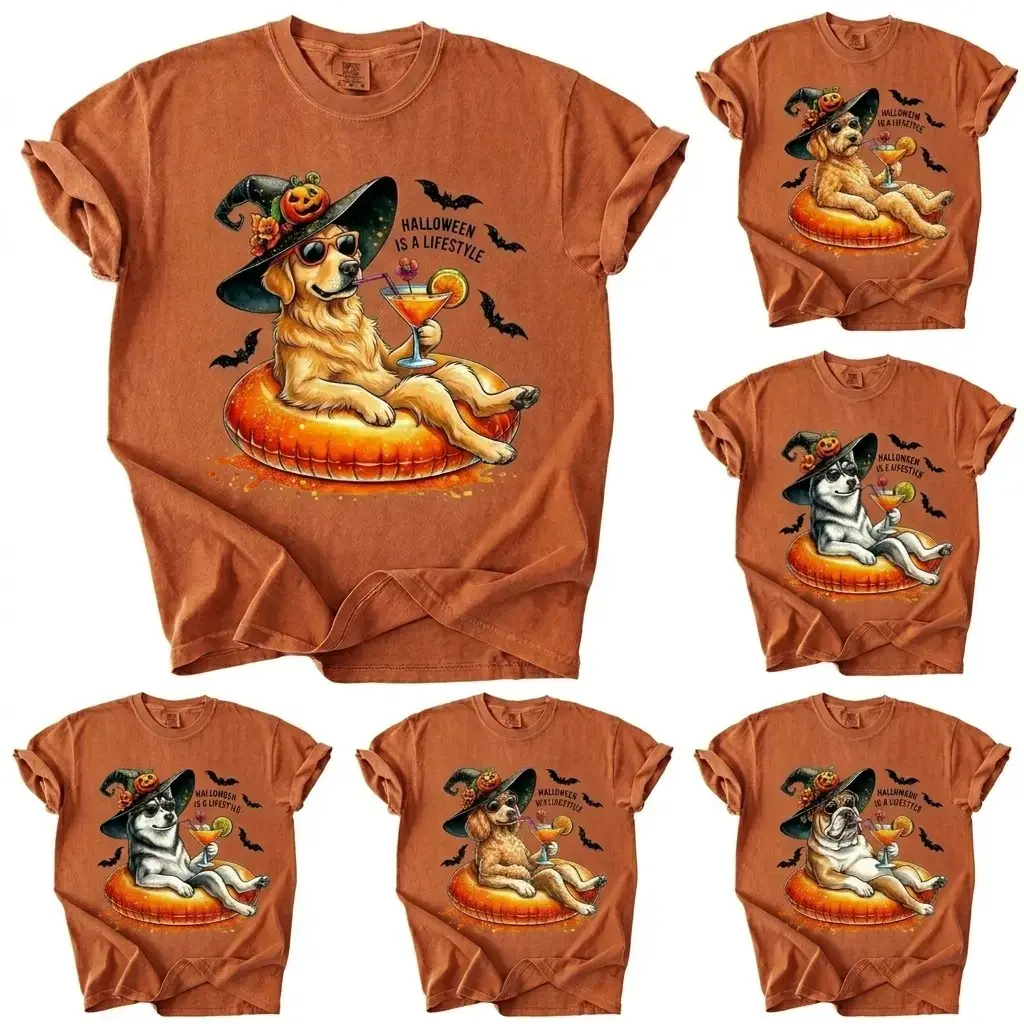 Comfort Colors Yam Color 50+ Dog Breeds Halloween Is A Lifestyle Shirt, Funny Graphic Tee