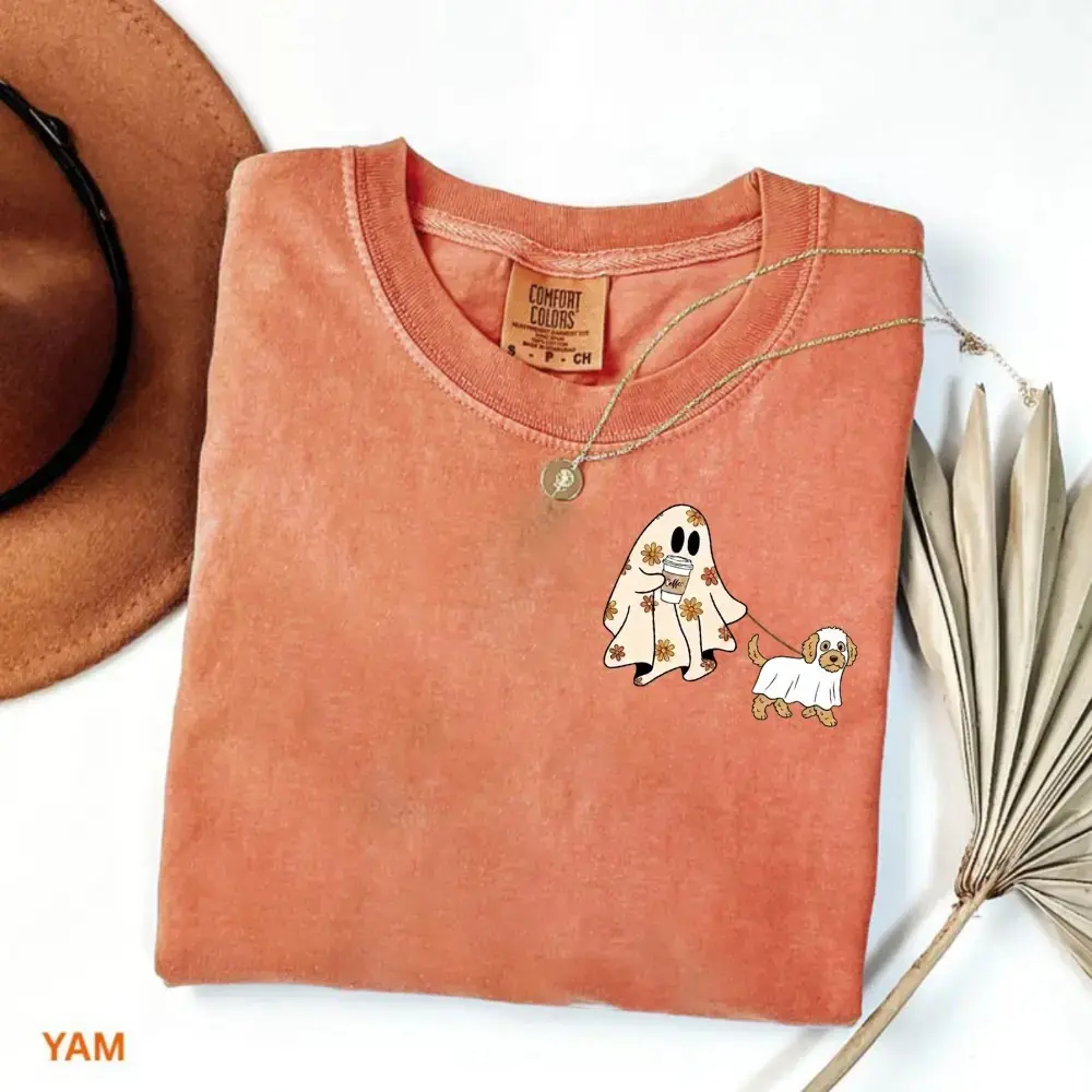 Comfort Colors Yam Cute Ghost Halloween Shirt, Custom Dog Breed Mom Tee, Funny Spooky Season Pet Lover Gift - photo 2