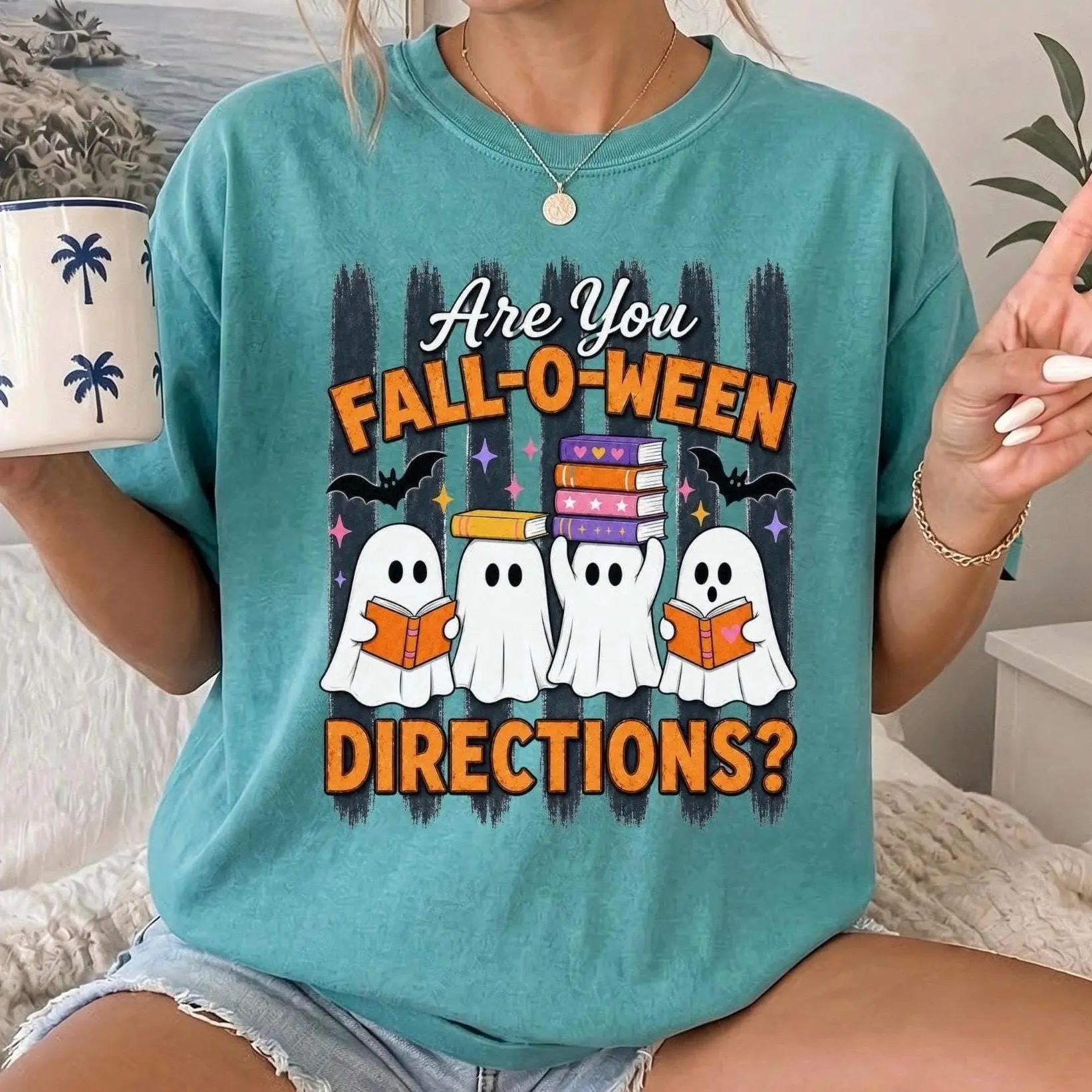 Comfort Colors Teacher Halloween Shirt, Are You Fall O Ween Directions Funny Ghost Tee, Spooky Autumn Gift for Teachers