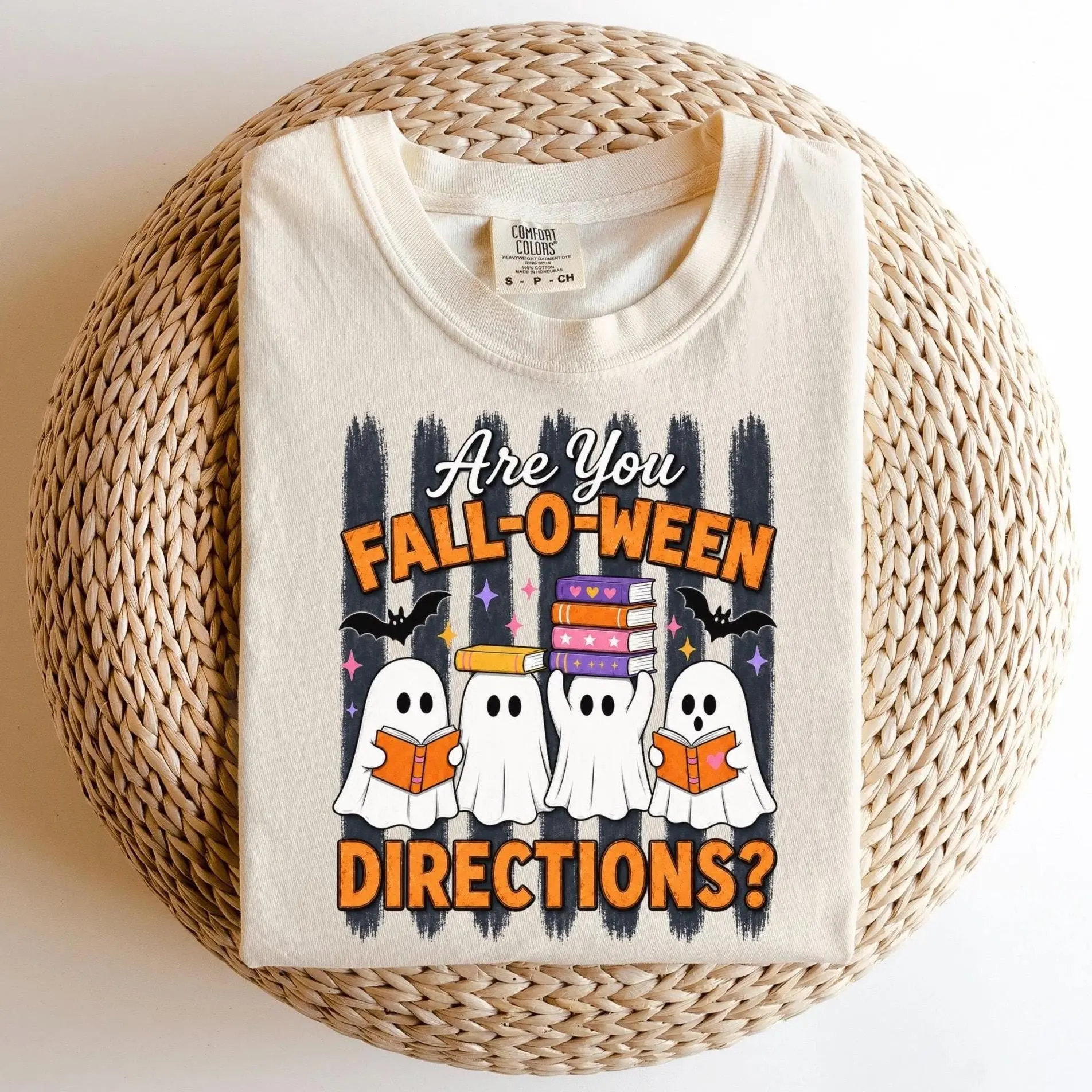 Comfort Colors Teacher Halloween Shirt, Are You Fall O Ween Directions Funny Ghost Tee, Spooky Autumn Gift for Teachers - photo 2