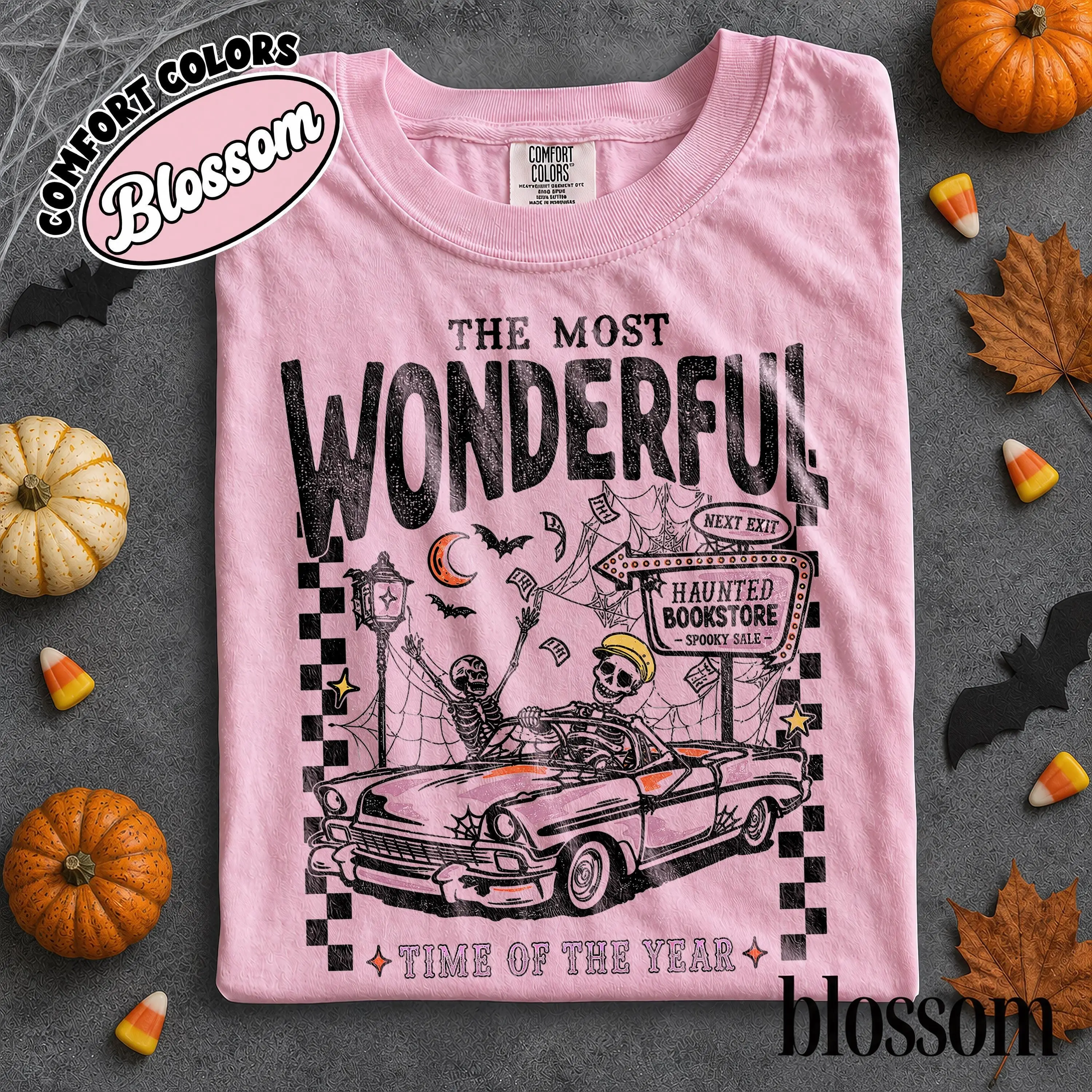Comfort Colors Most Wonderful Time of the Year Halloween Shirt, Skeleton Haunted Bookstore Spooky Tee - photo 4