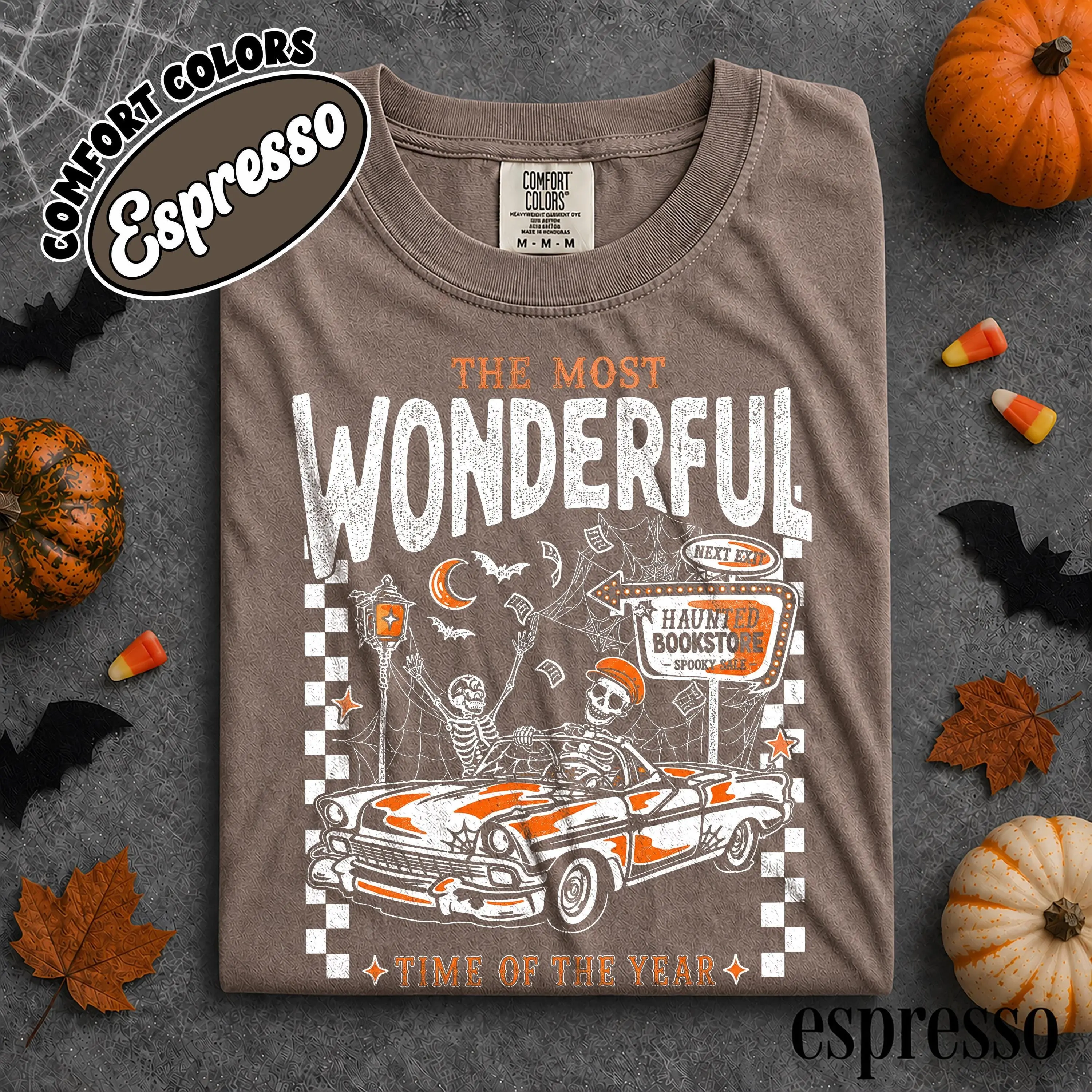 Comfort Colors Most Wonderful Time of the Year Halloween Shirt, Skeleton Haunted Bookstore Spooky Tee - photo 5
