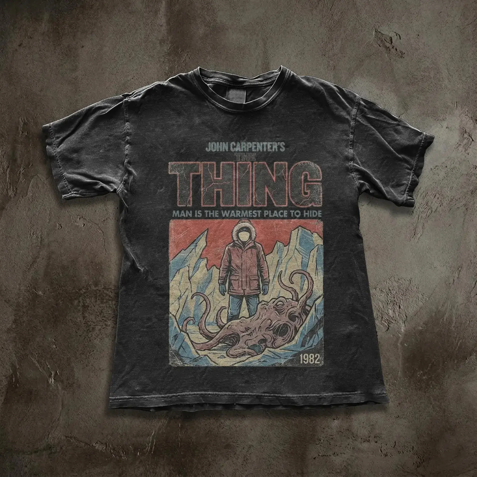 Comfort Colors The Thing T-Shirt, Retro Horror Vintage Sci-Fi Cult Classic Film Graphic Tee for Men and Women