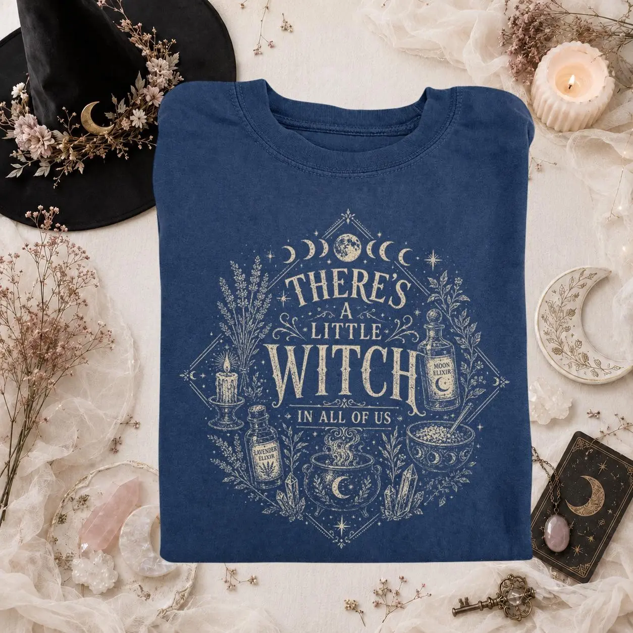 Comfort Colors There's a Little Witch In All of Us Shirt, Witchcore Halloween Graphic Tee for Her - photo 3