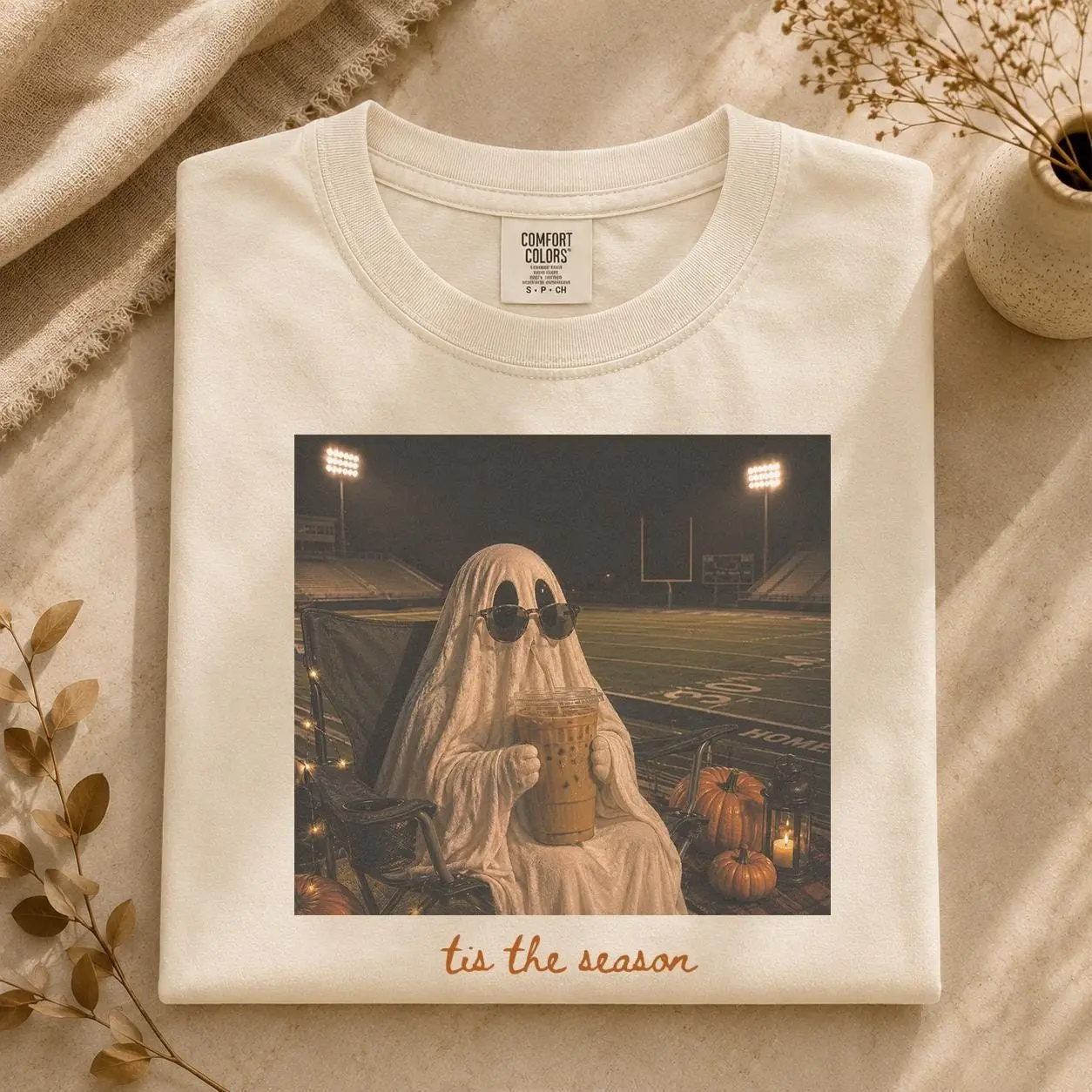 Comfort Colors Tis The Season Football Hoodie, Spooky Game Day Ghost Pullover, Fall Stadium Graphic Top - photo 4