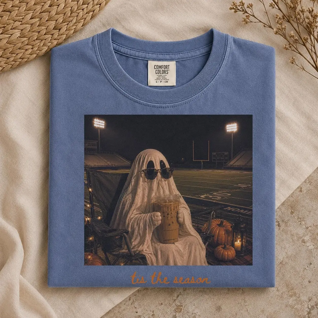 Comfort Colors Tis The Season Football Hoodie, Spooky Game Day Ghost Pullover, Fall Stadium Graphic Top - photo 5