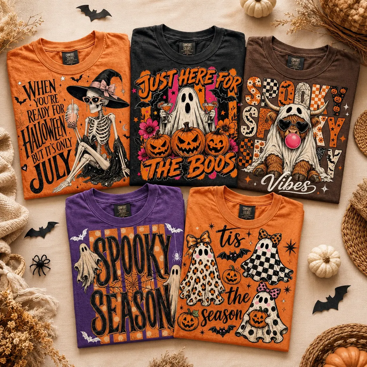 Comfort Colors Tis The Season Ghost Collection Shirt, Girly Halloween Spooky Graphic Tshirt