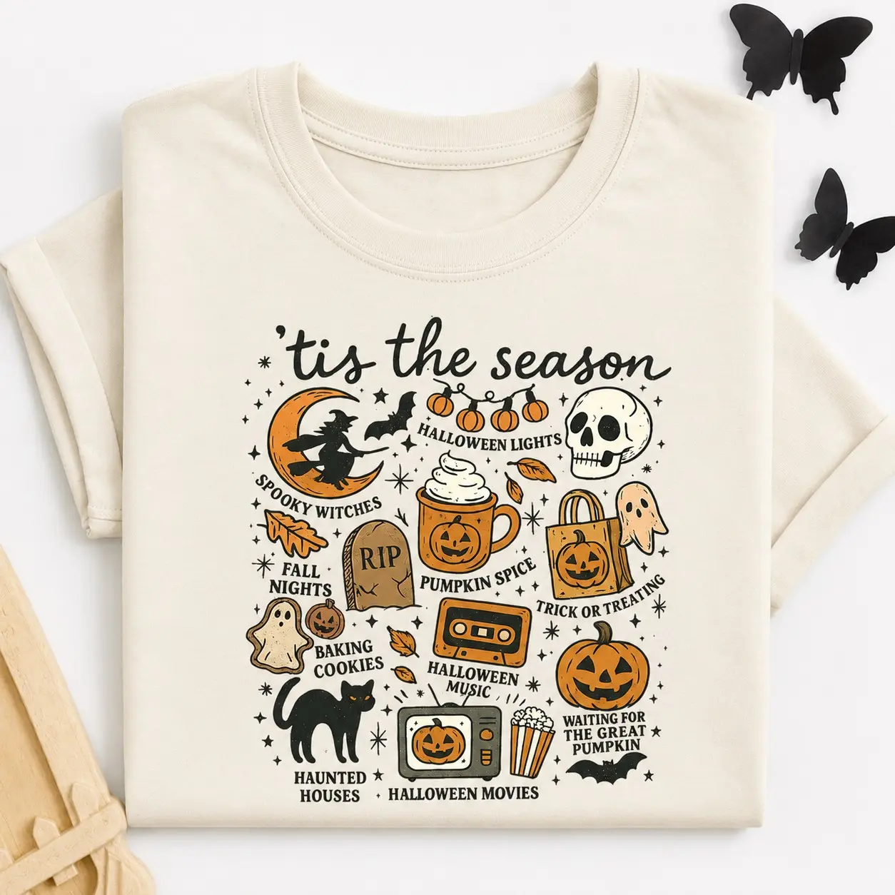 Comfort Colors Tis the Season Halloween Sweatshirt, Spooky Fall Pumpkin Thanksgiving Graphic Crewneck