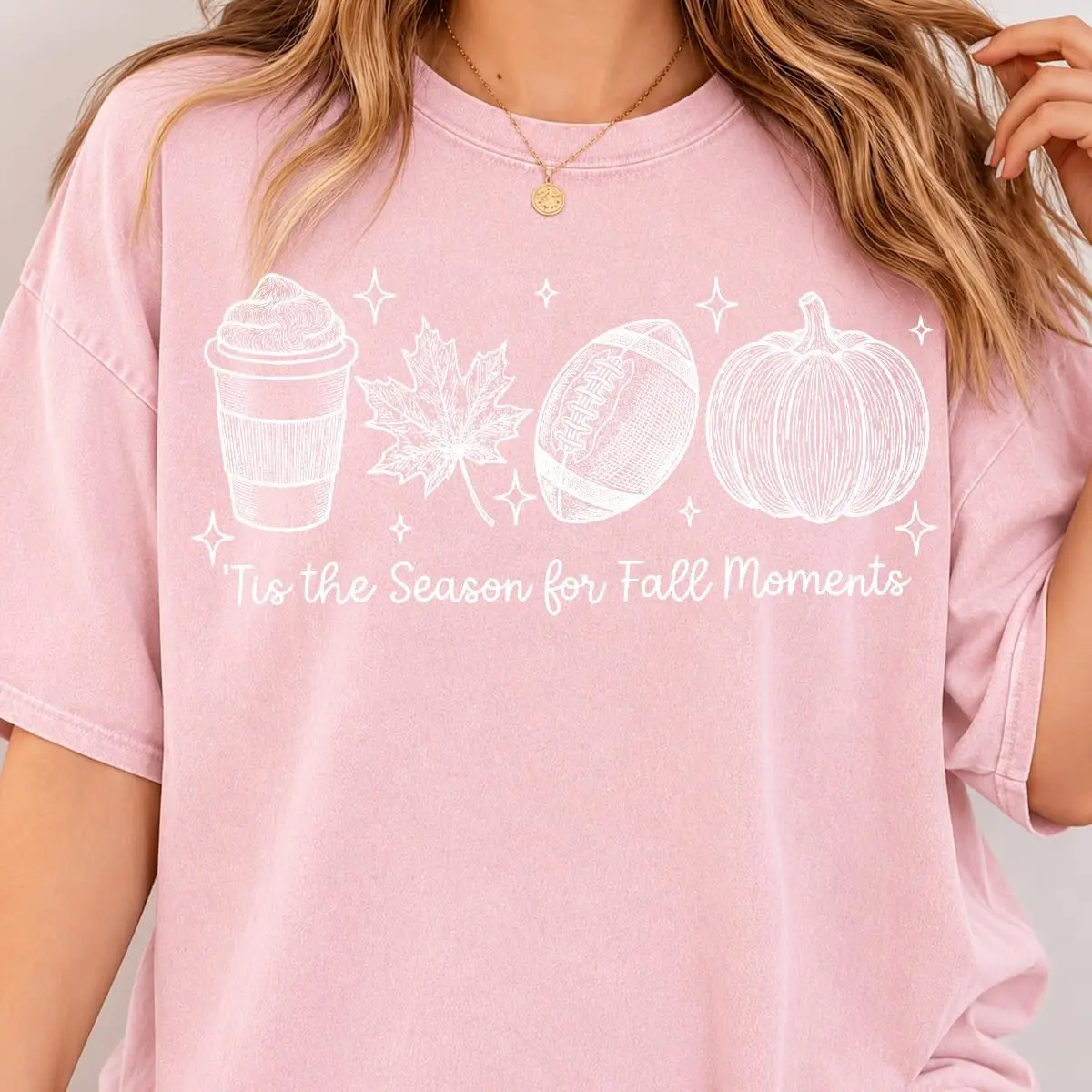 Comfort Colors Tis The Season White Shirt, Fall Autumn Football Spooky Mama Farm Fresh Pumpkins Graphic Tee - photo 2