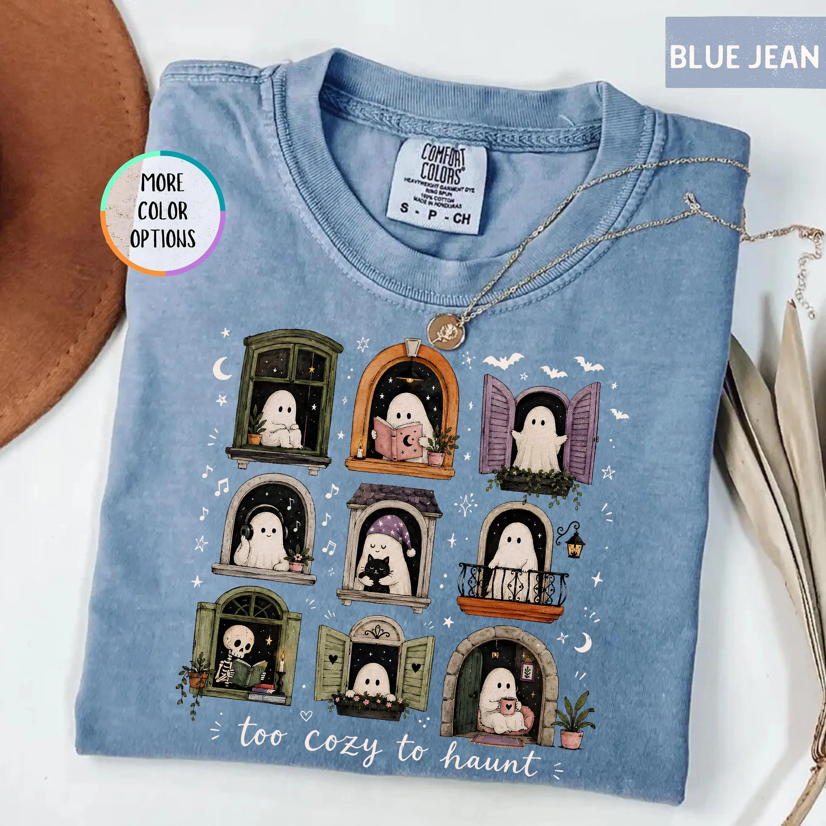Comfort Colors Too Cozy To Haunt Shirt, Spooky Reading Ghost Tee, Bookish Fall Halloween Gift - photo 5