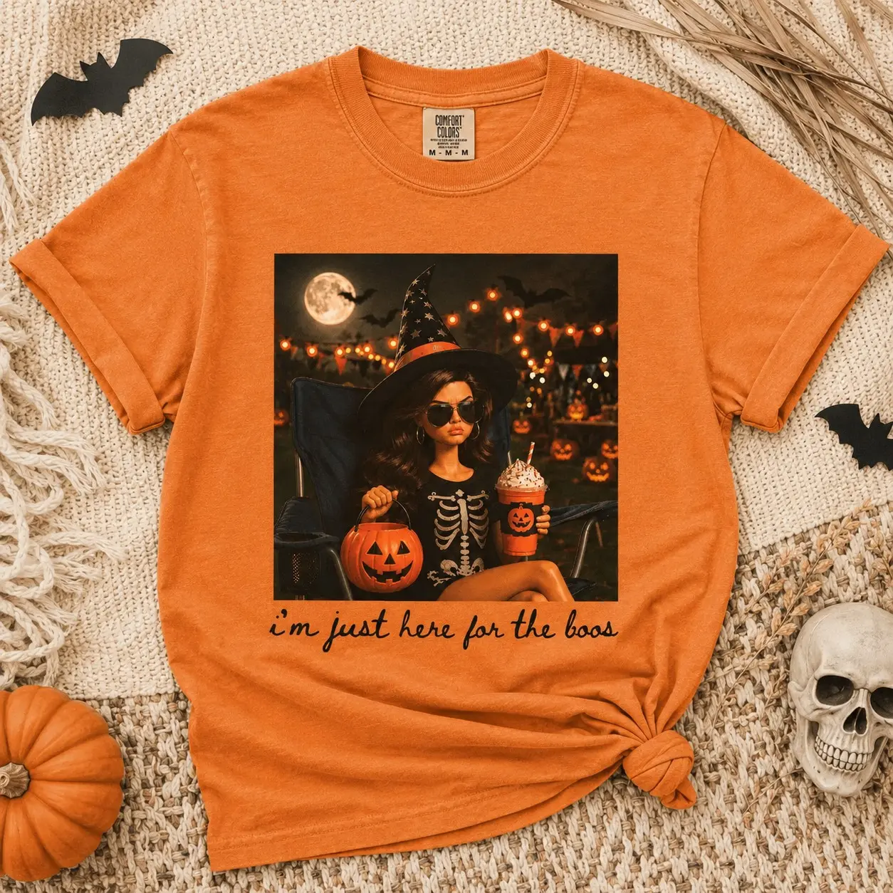 Comfort Colors Trendy Halloween Witch Doll Shirt, Retro Pumpkin Spice Latte Spooky Season Graphic Tee - photo 2