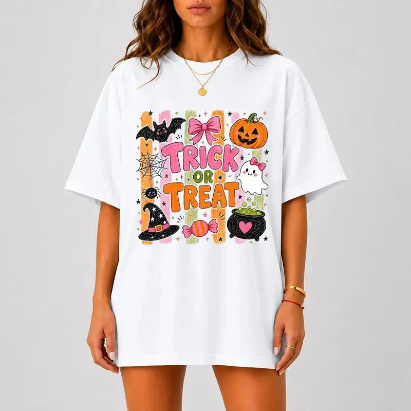 Comfort Colors Trick Or Treat Halloween Shirt, Cute Ghost Pumpkin Kawaii Spooky Season Tee, Funny Fall Gift