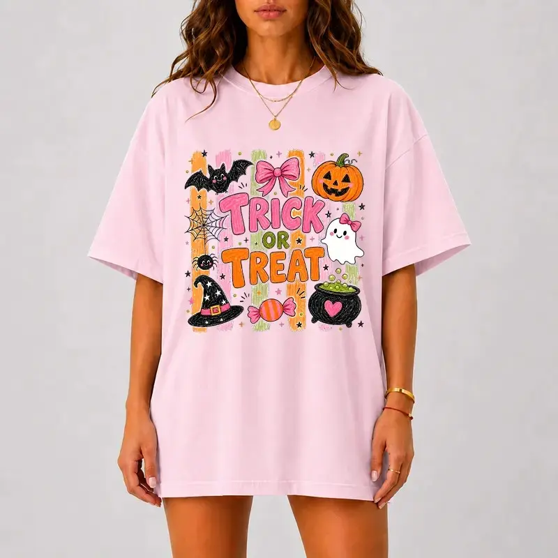 Comfort Colors Trick Or Treat Halloween Shirt, Cute Ghost Pumpkin Kawaii Spooky Season Tee, Funny Fall Gift - photo 2