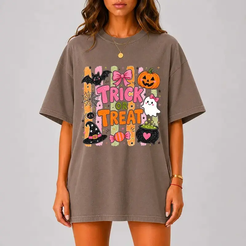 Comfort Colors Trick Or Treat Halloween Shirt, Cute Ghost Pumpkin Kawaii Spooky Season Tee, Funny Fall Gift - photo 3