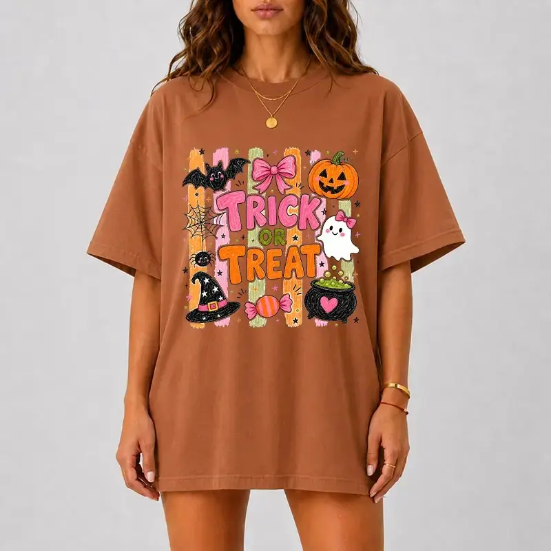 Comfort Colors Trick Or Treat Halloween Shirt, Cute Ghost Pumpkin Kawaii Spooky Season Tee, Funny Fall Gift - photo 4