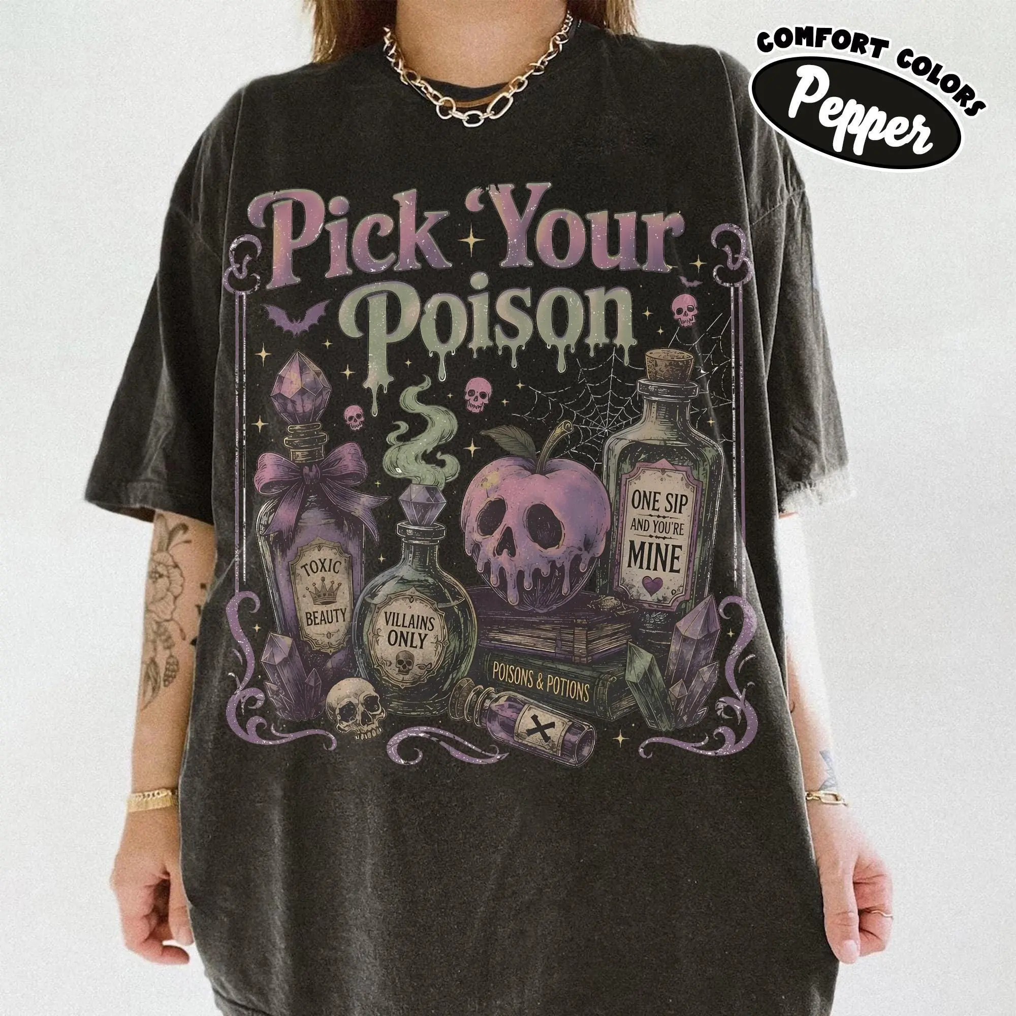 Comfort Colors Vintage Pick Your Poison Shirt, Villain Retro Halloween Tee, Spooky Season Gift