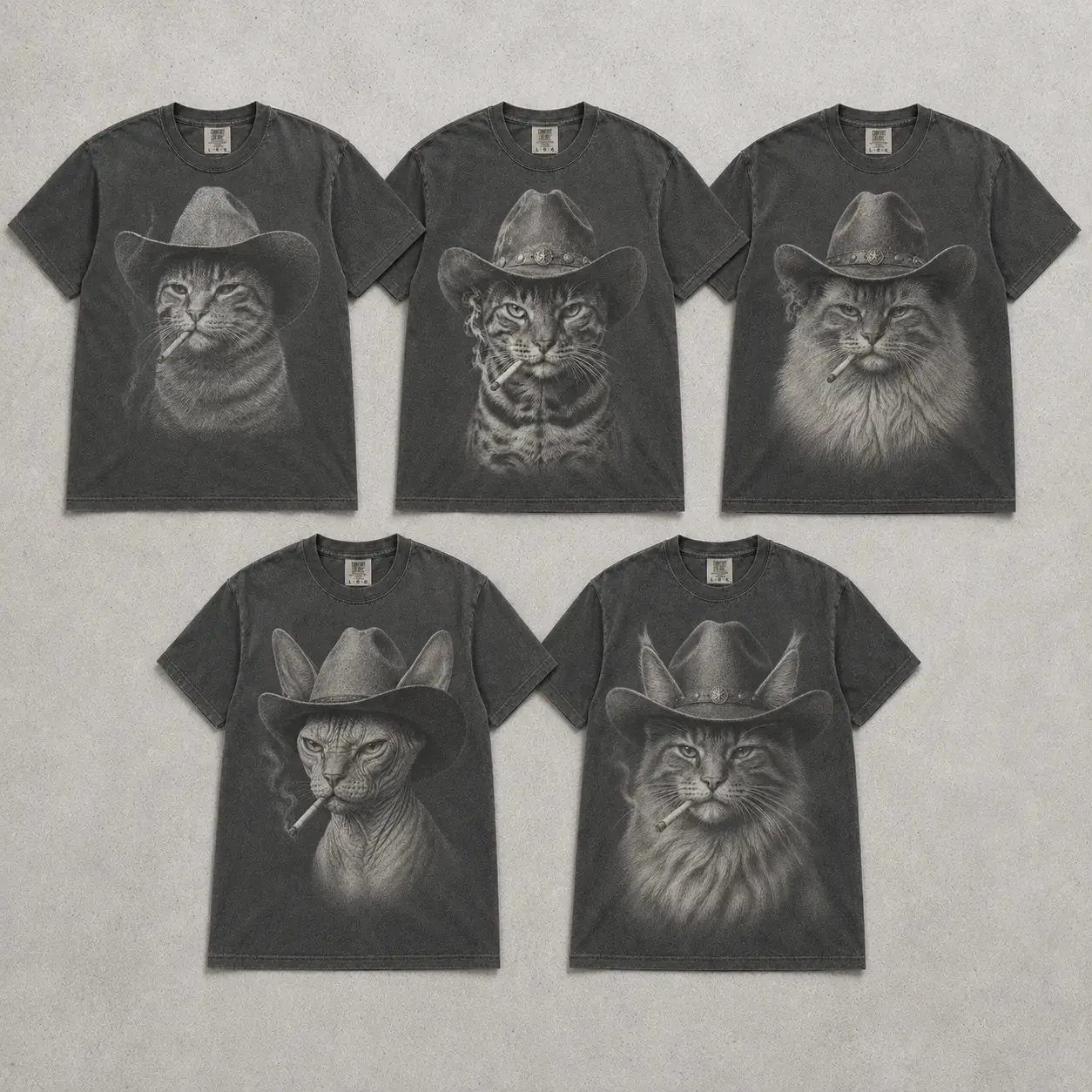 Comfort Colors Vintage Cowboy Smoking Cat Lover Shirt, 30+ Breeds Y2K Bootleg Celestial Graphic Tee