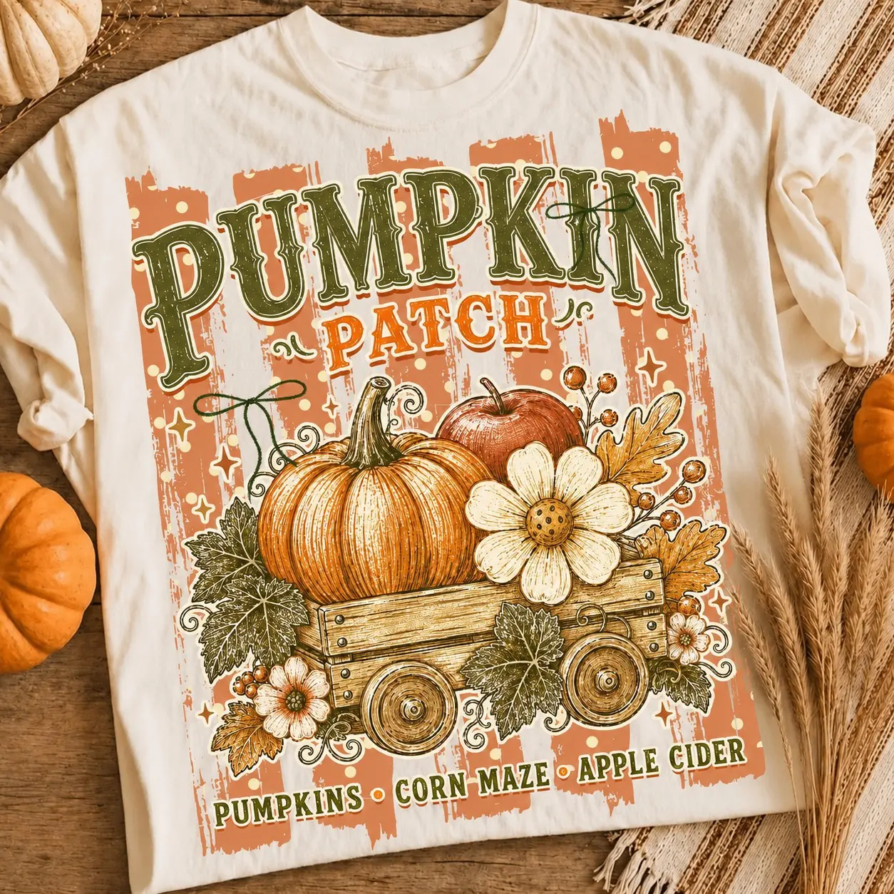 Comfort Colors Vintage Stripes Bow Pumpkin Shirt, Retro Floral Jesus Fall Coquette Autumn T-Shirt for Women