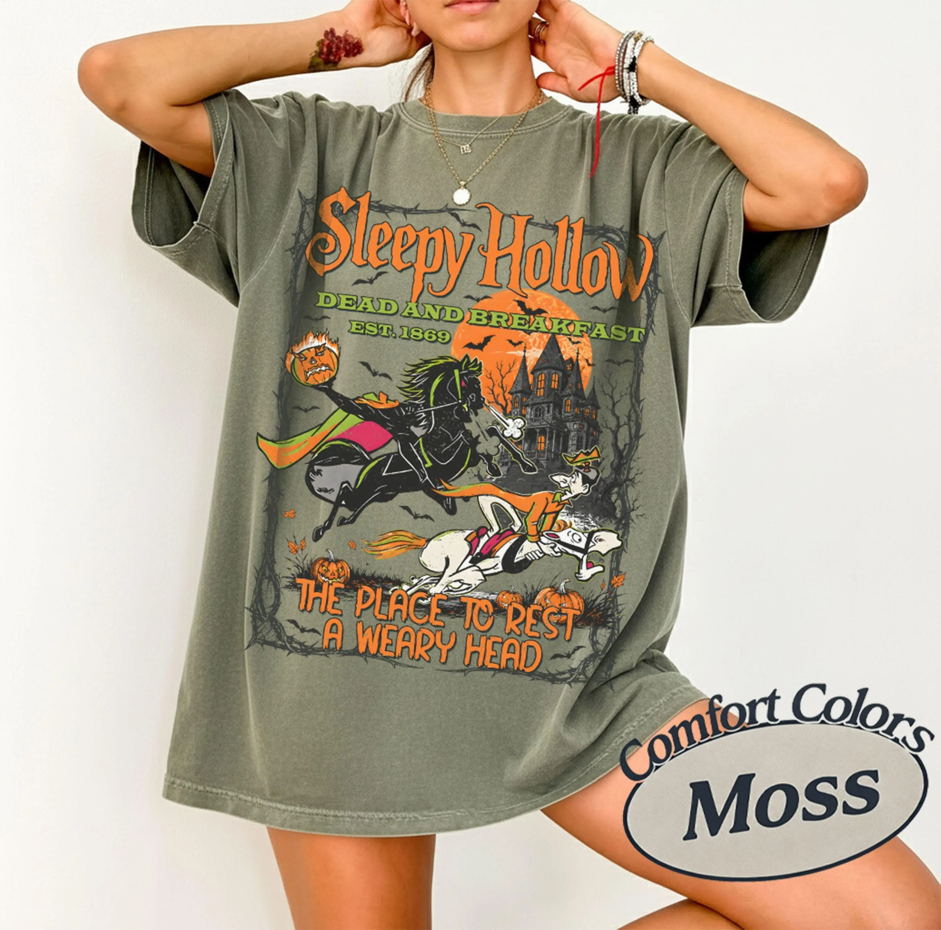 Comfort Colors Vintage Headless Horseman Sweatshirt, Sleepy Hollow Dead And Breakfast Halloween Party Top
