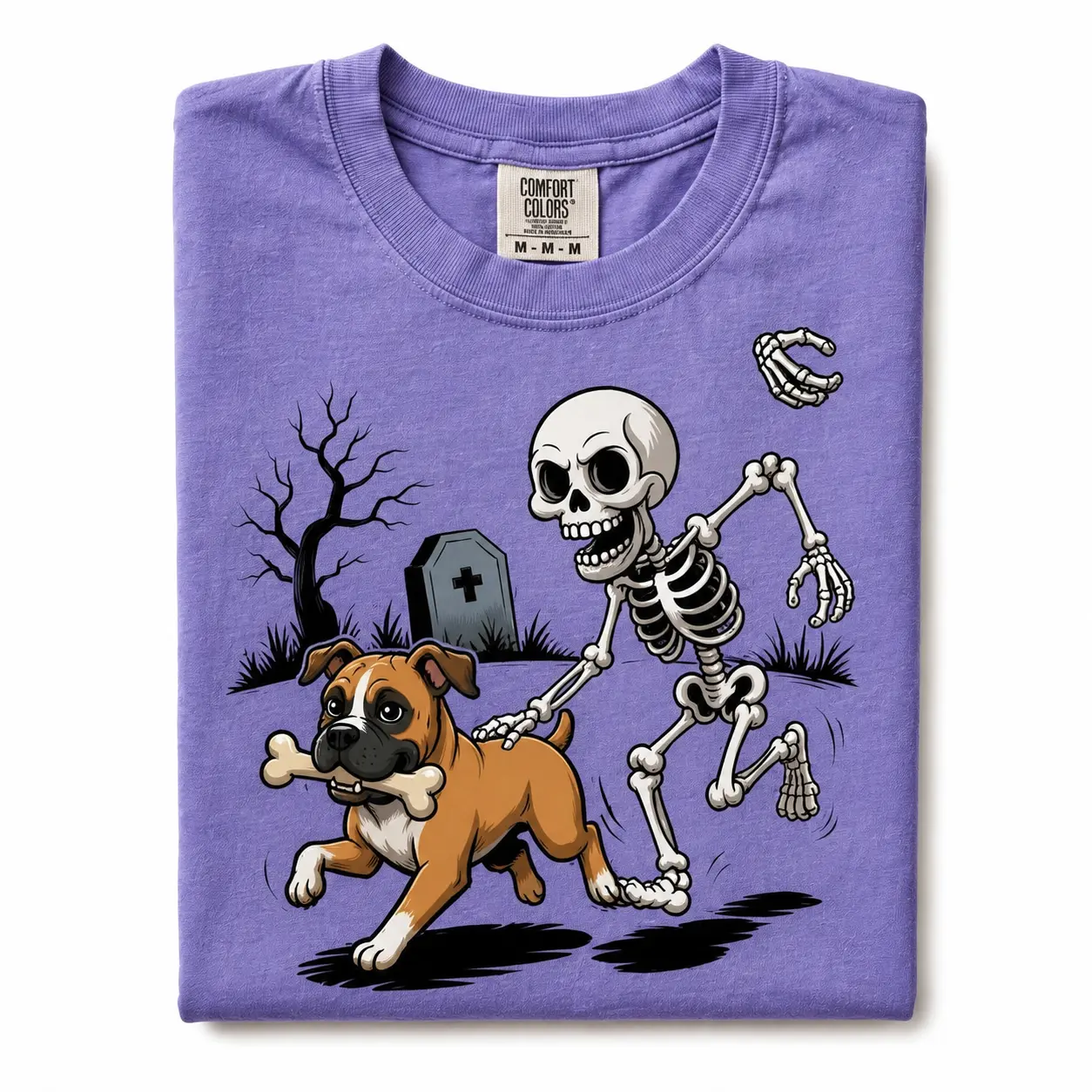 Comfort Colors Violet 50+ Custom Dog Breed Halloween Skeleton Tee, Funny Spooky Season Pet Lover Graphic Shirt - photo 5