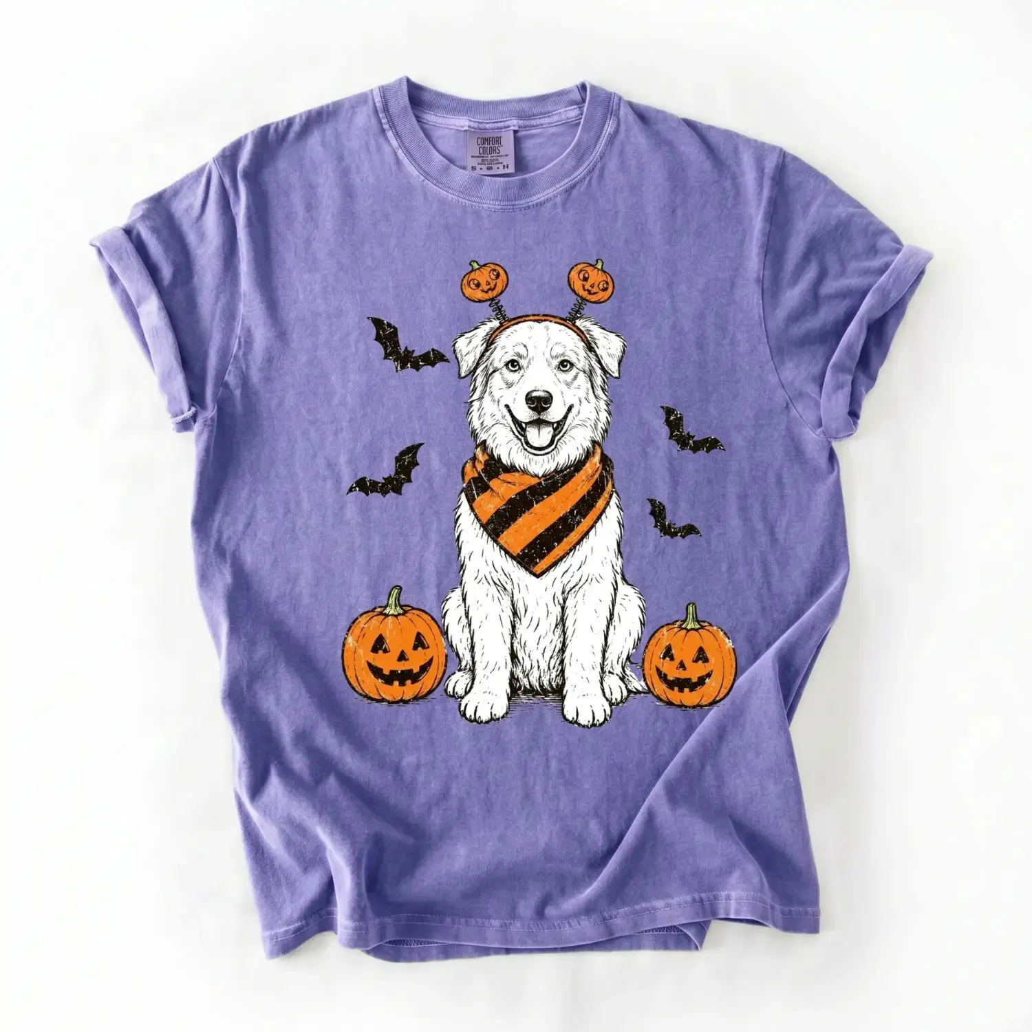 Comfort Colors Violet Halloween 50 Dog Breeds Shirt, Cute Pumpkin Puppy Graphic Tee for Pet Moms and Lovers - photo 3