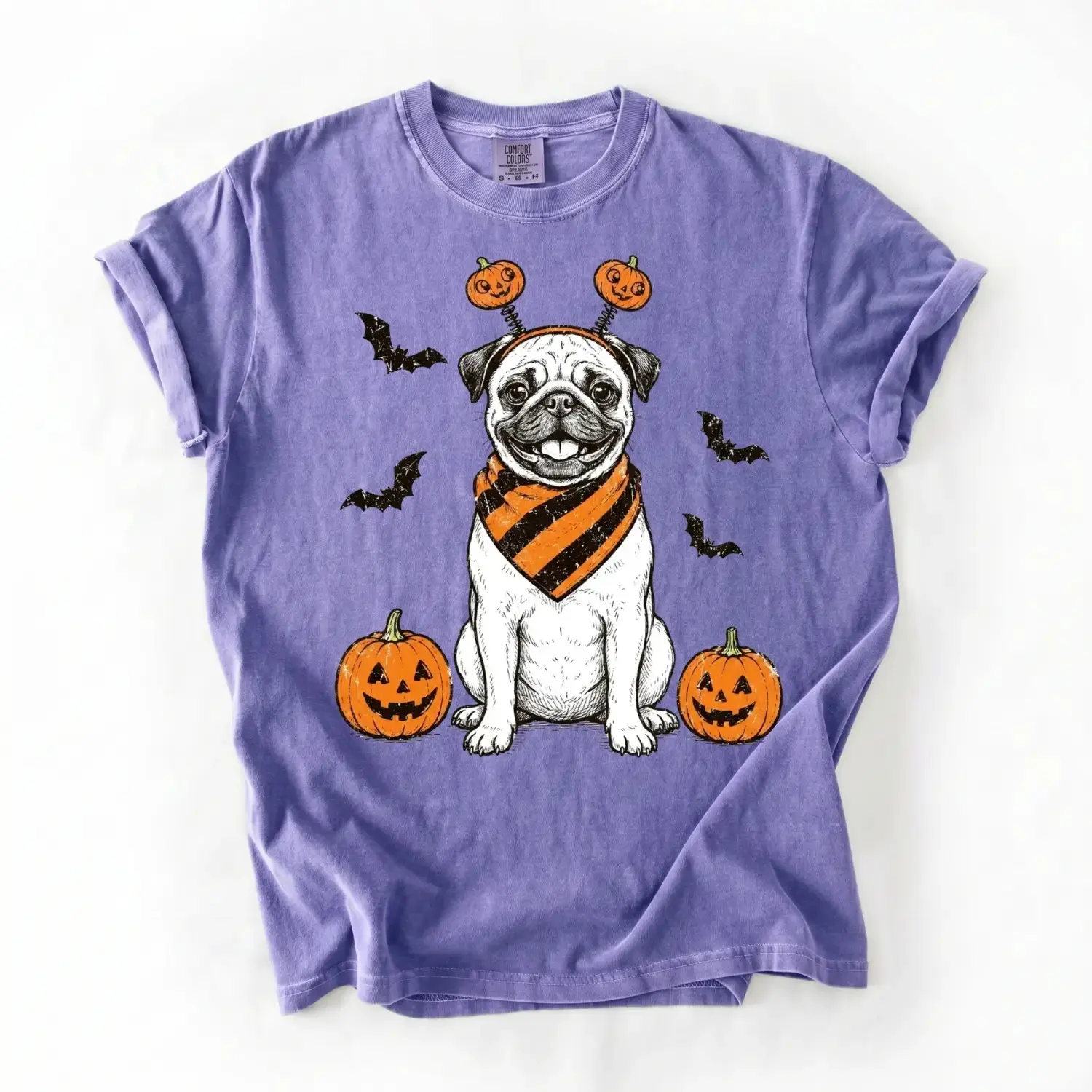 Comfort Colors Violet Halloween 50 Dog Breeds Shirt, Cute Pumpkin Puppy Graphic Tee for Pet Moms and Lovers - photo 5