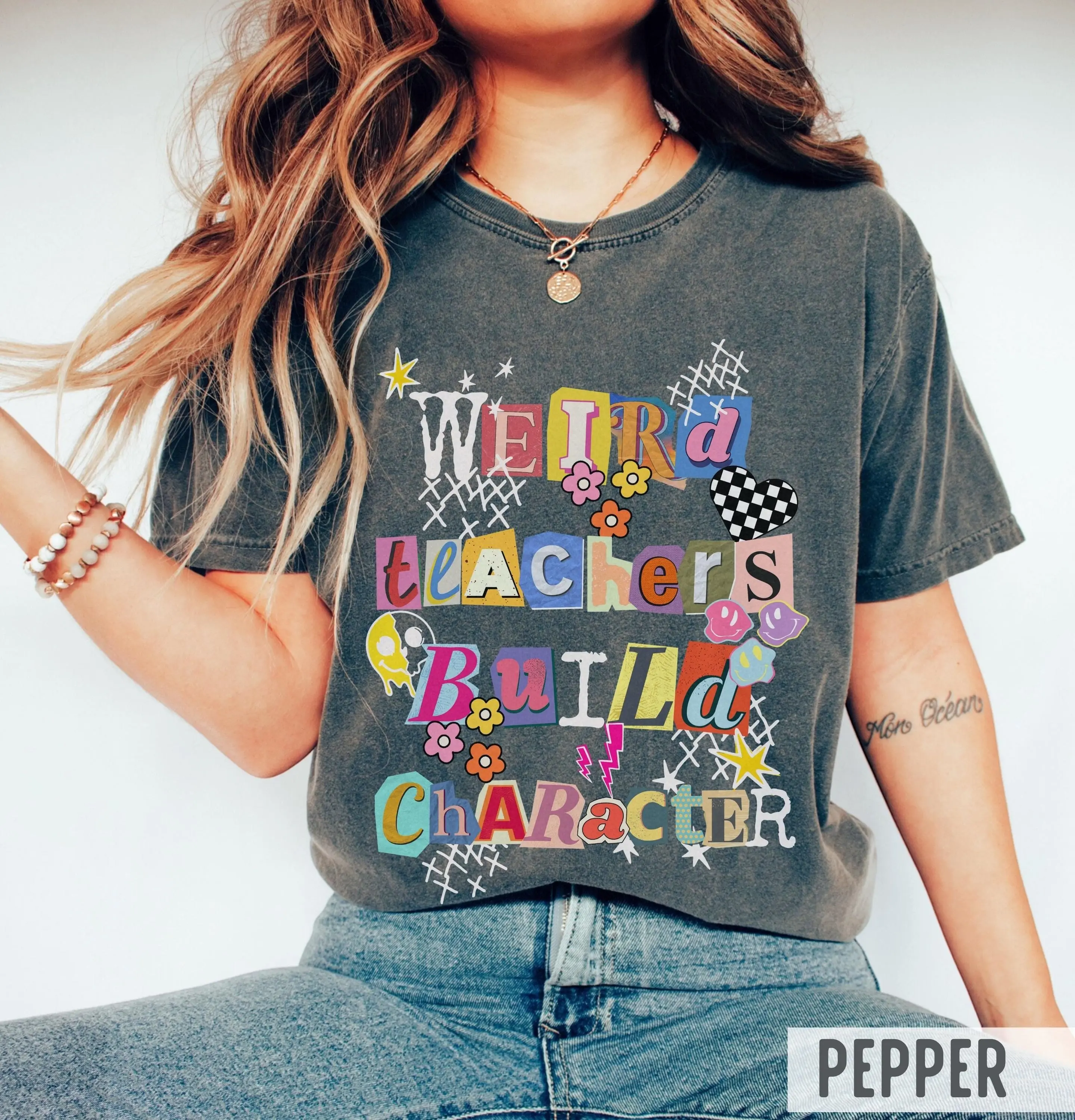 Comfort Colors Weird Teachers Build Character Shirt, Artsy Halloween Teacher Gift Tee - photo 3