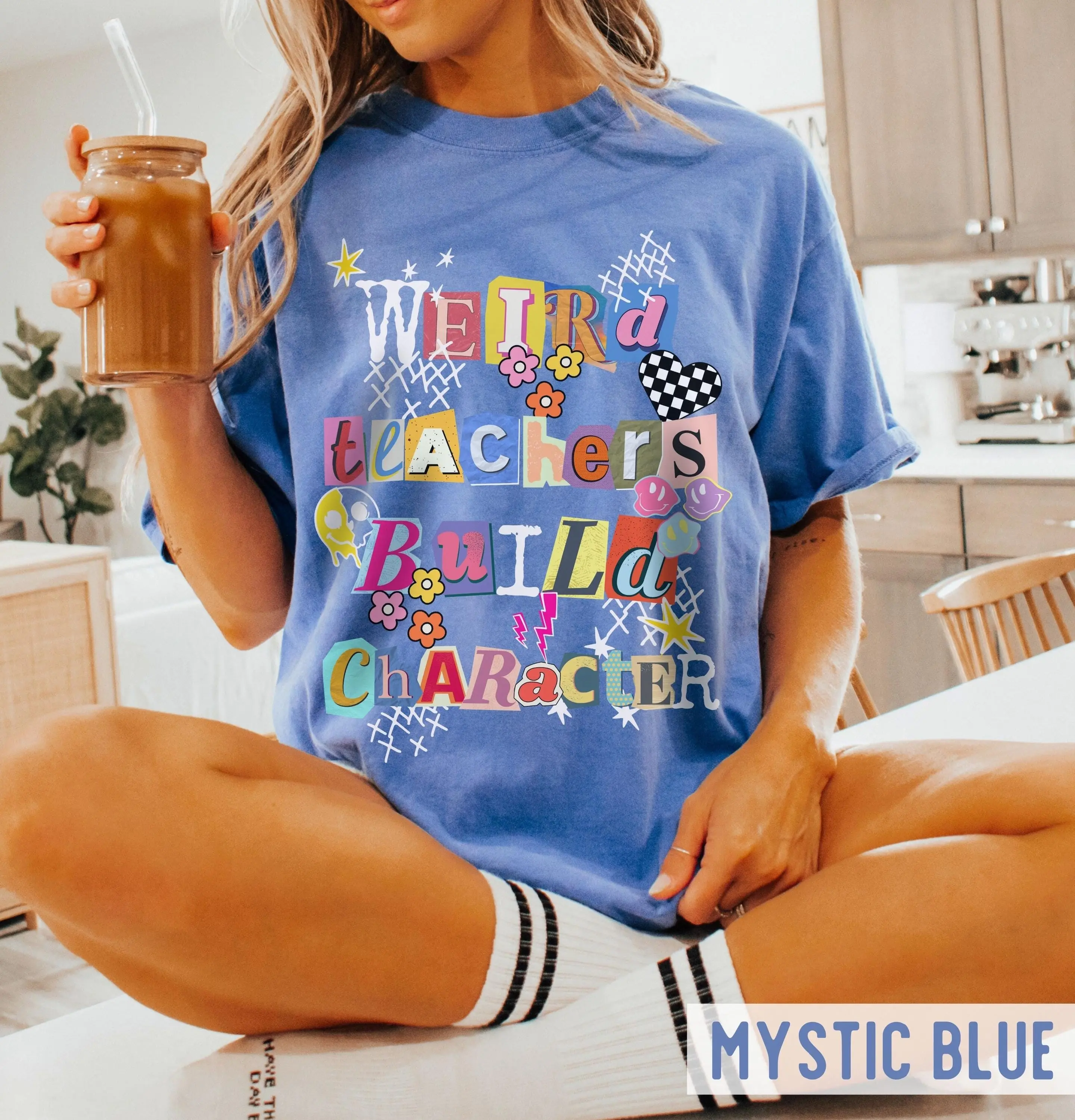 Comfort Colors Weird Teachers Build Character Shirt, Artsy Halloween Teacher Gift Tee - photo 4