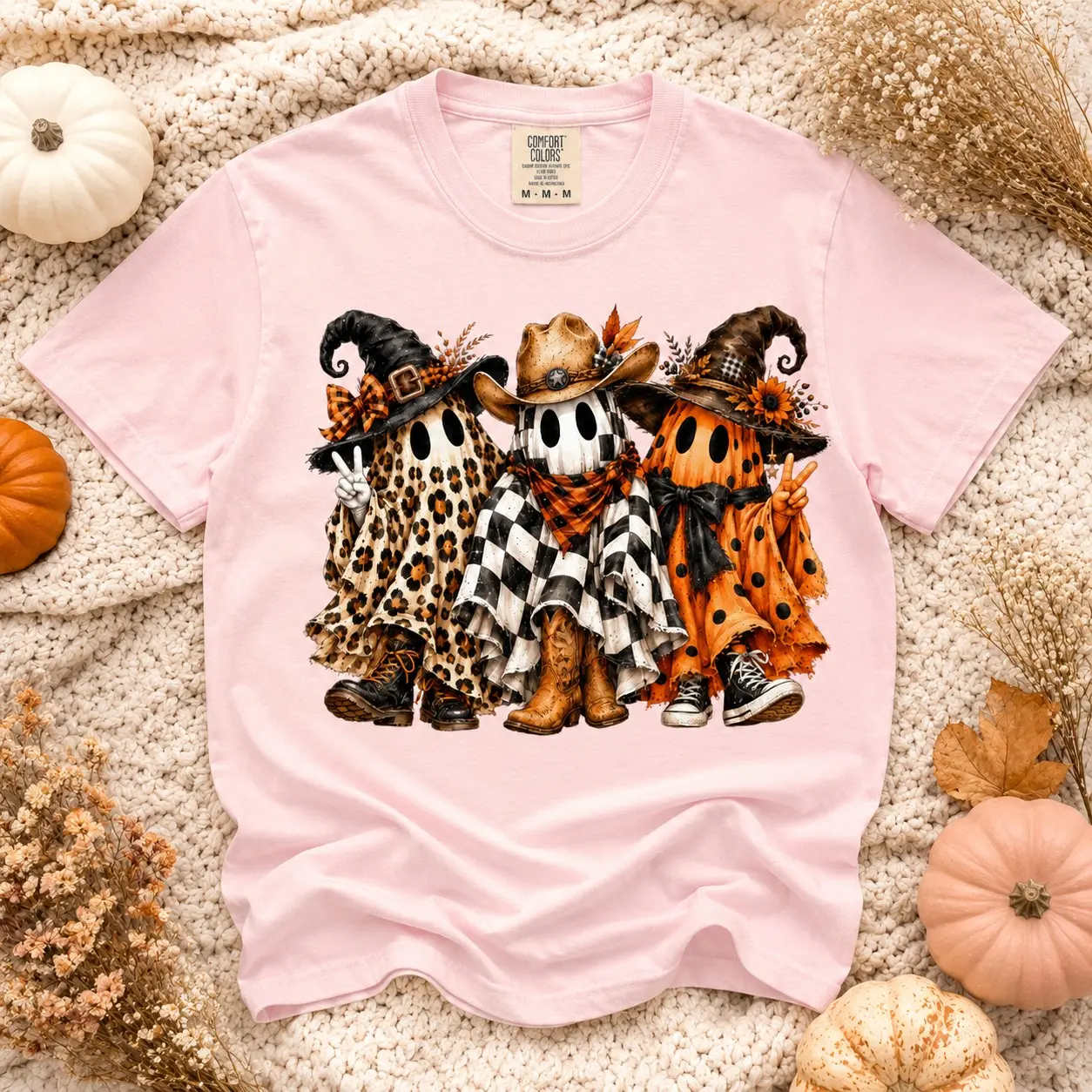 Comfort Colors Western Ghost Shirt, Leopard Cowgirl Fall Spooky Season Halloween Graphic Tee - photo 3