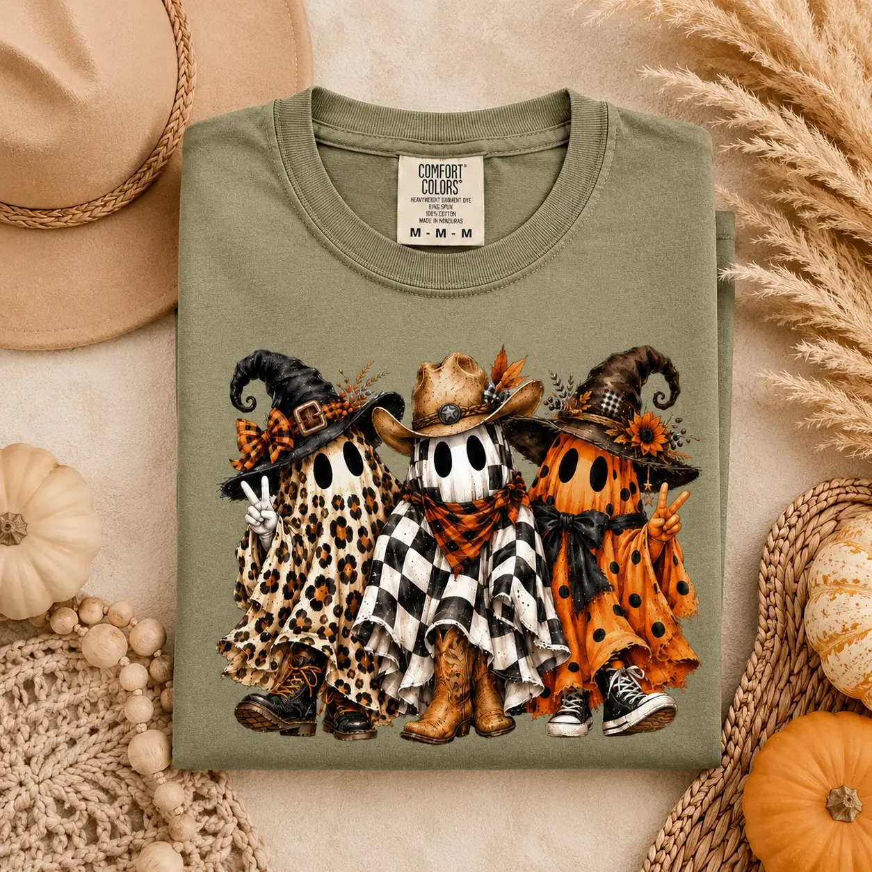 Comfort Colors Western Ghost Shirt, Leopard Cowgirl Fall Spooky Season Halloween Graphic Tee - photo 4