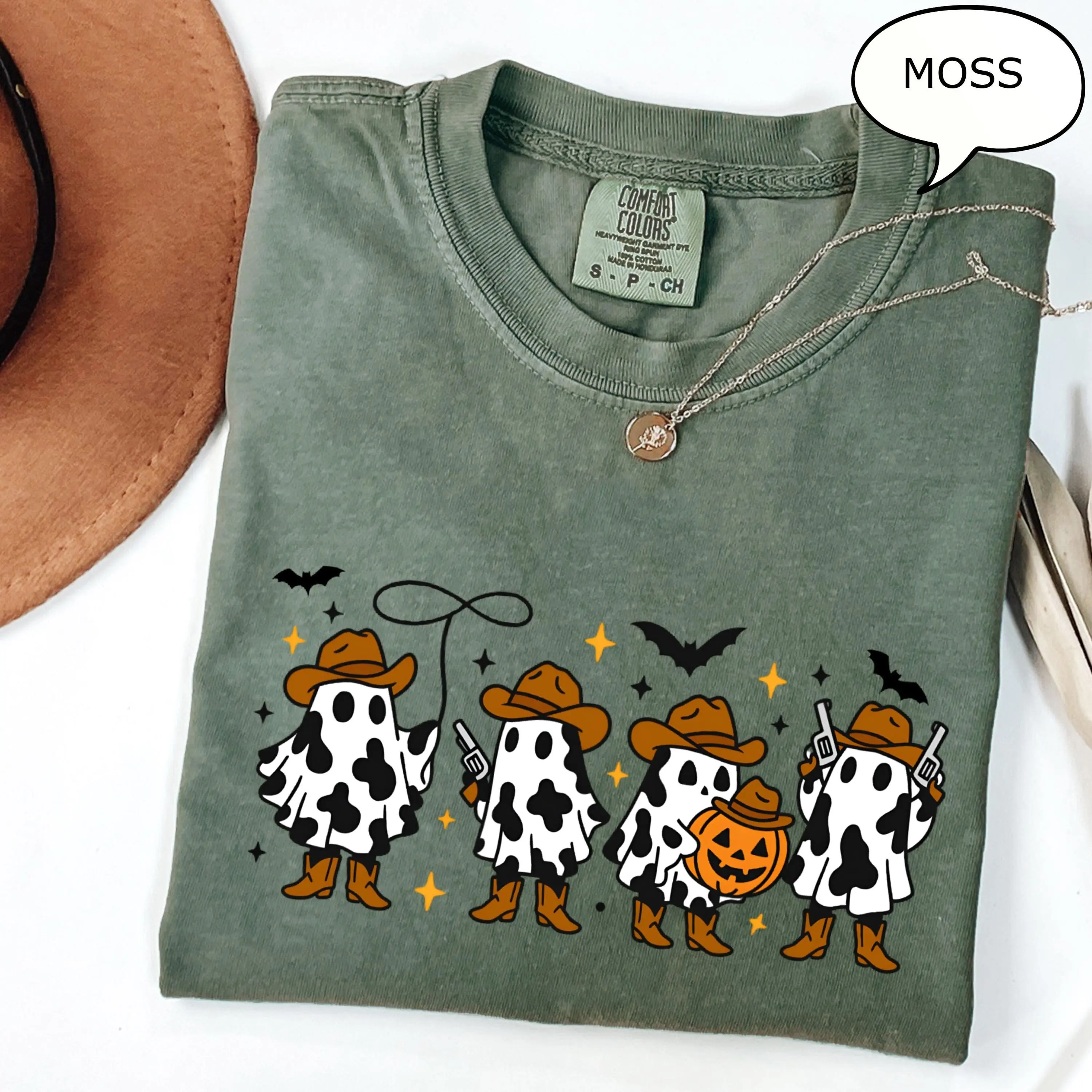 Comfort Colors Western Ghost T-Shirt, Cute Halloween Party Tee, Spooky Fall Country Girl Gift