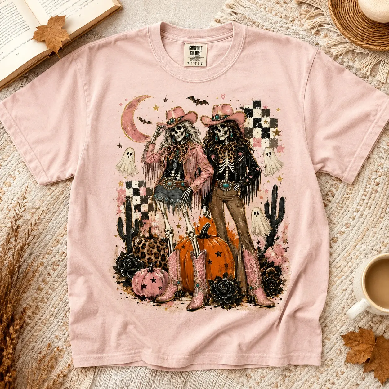 Comfort Colors Western Skeleton Cowgirl Boo Darlin Ladies Shirts for Women Halloween Party - photo 2