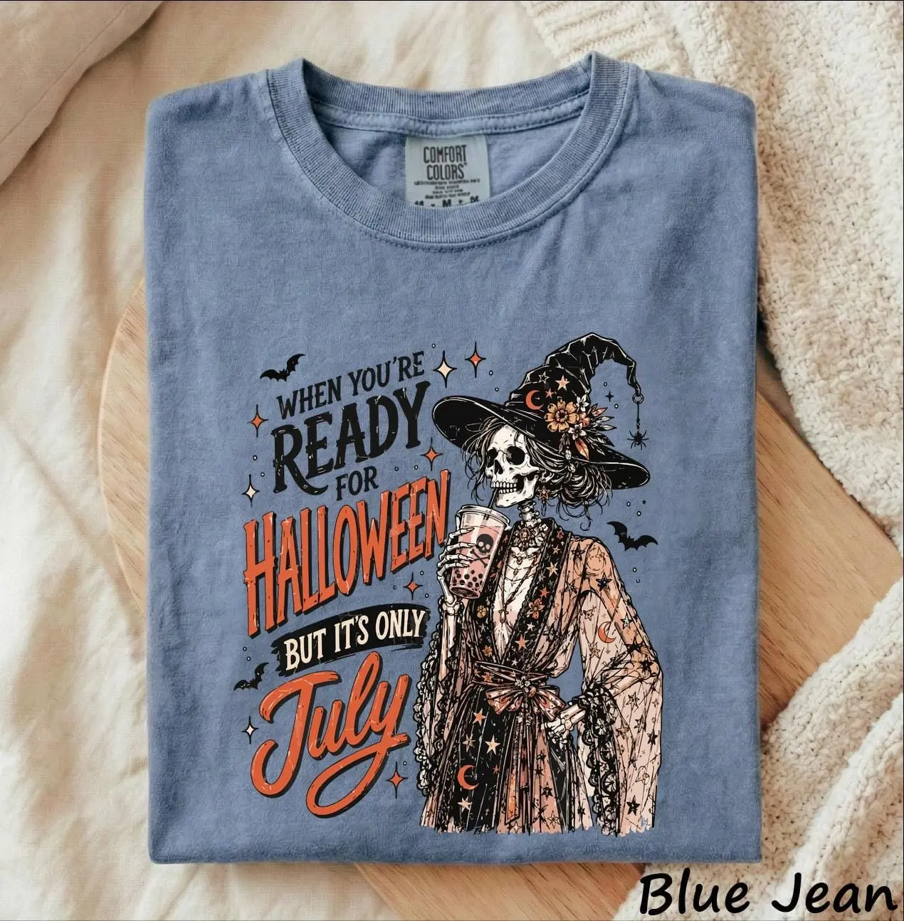 Comfort Colors When You're Ready for Halloween But It's Only July Shirt, Summerween Witch Skeleton Tee - photo 5