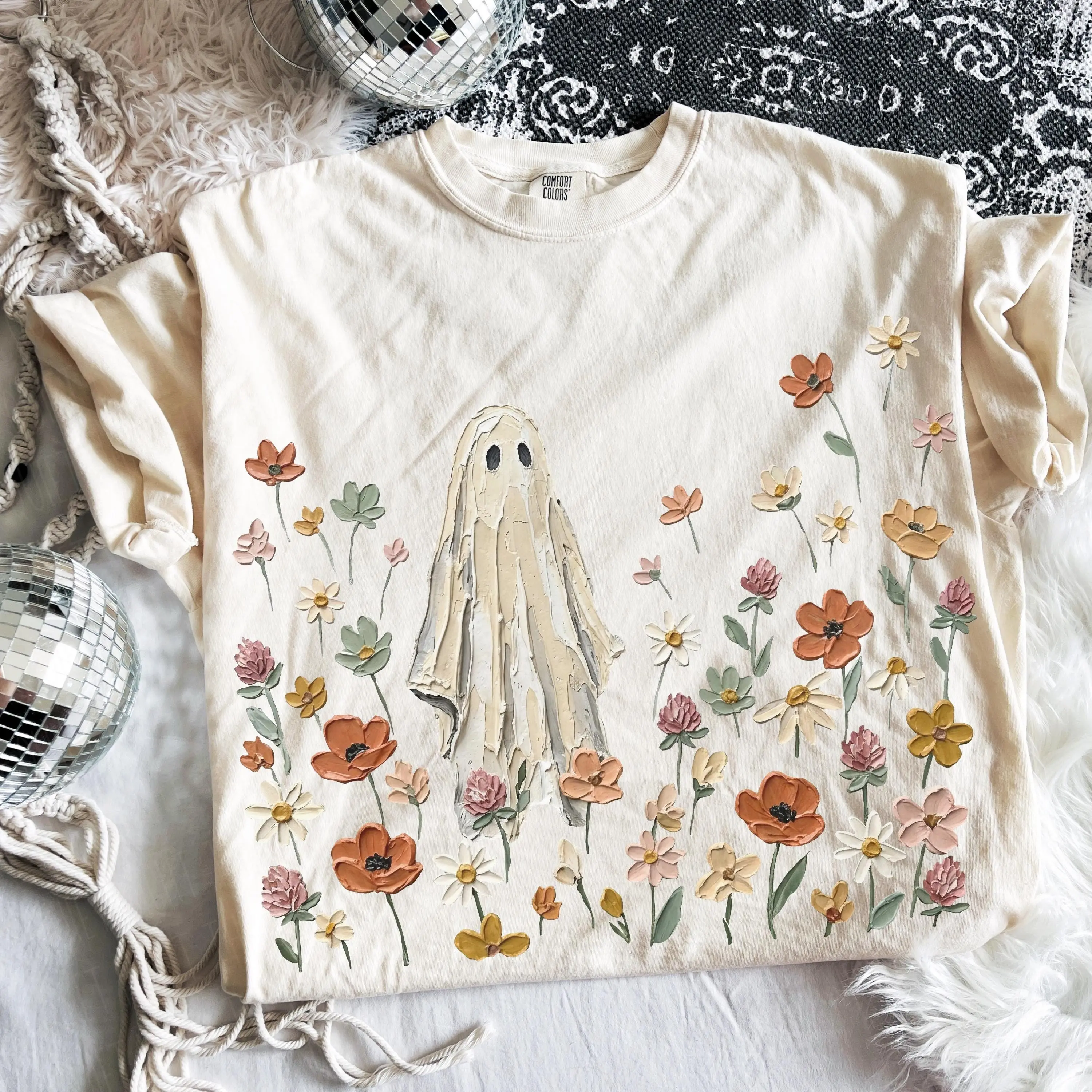 Comfort Colors Wildflower Ghost Shirt, Spooky Season Botanical Floral Tee, Cute Halloween Gift for Her - photo 5