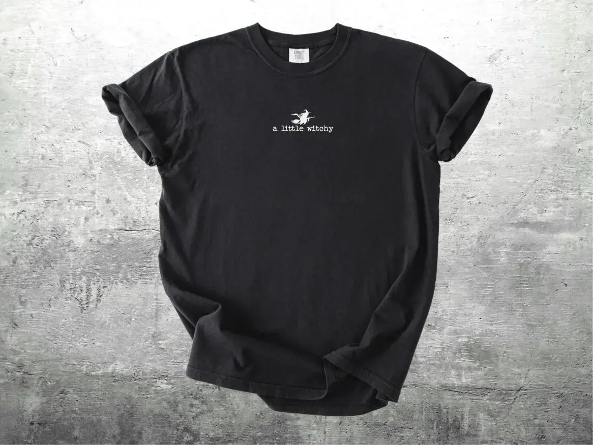 Comfort Colors A Little Witchy Halloween Shirt, Funny Spooky Season Vintage Oversized Unisex Tee - photo 1