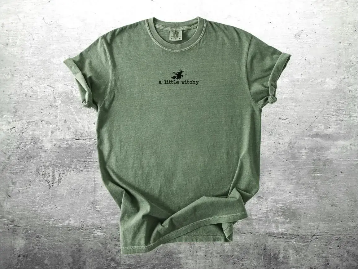 Comfort Colors A Little Witchy Halloween Shirt, Funny Spooky Season Vintage Oversized Unisex Tee - photo 4