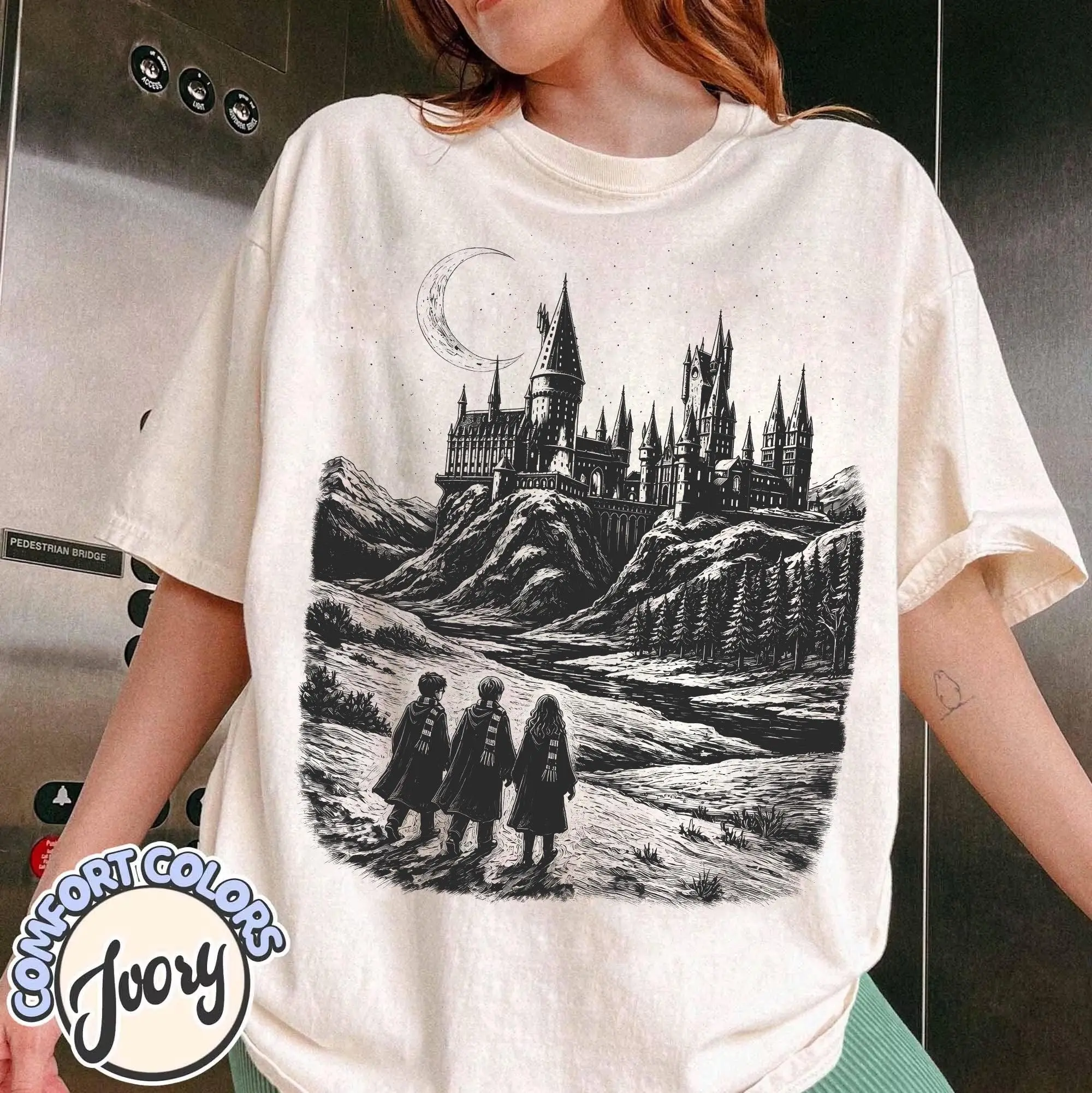 Comfort Colors Wizard Castle Owl Shirt, Magical Fantasycore School Unisex Graphic Tee, Witch Gifts for Book Lovers - photo 3
