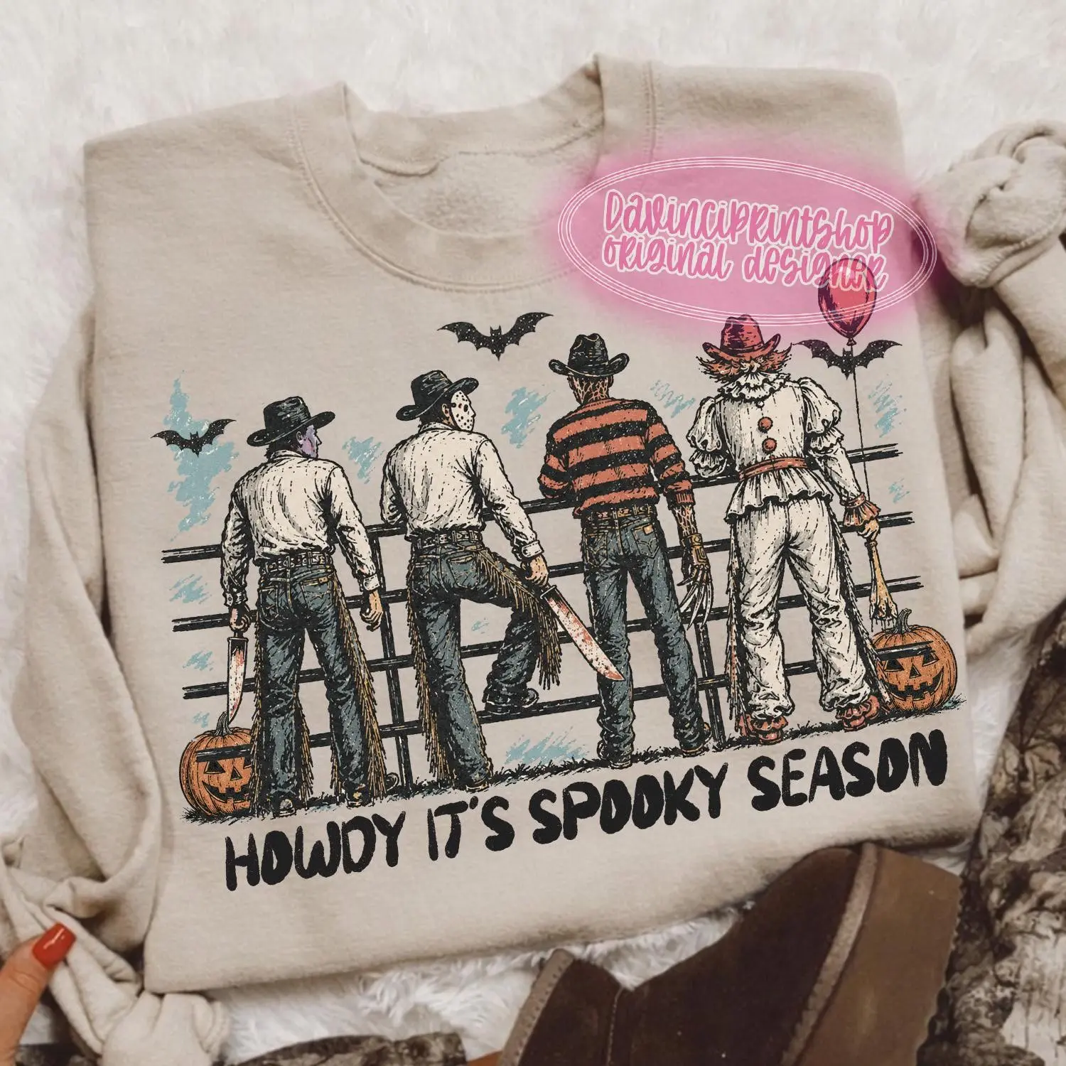 Comfort Colors Howdy Its Spooky Season Shirt, Western Retro Cowboy Country Cute Fall Halloween Graphic Tee - photo 3