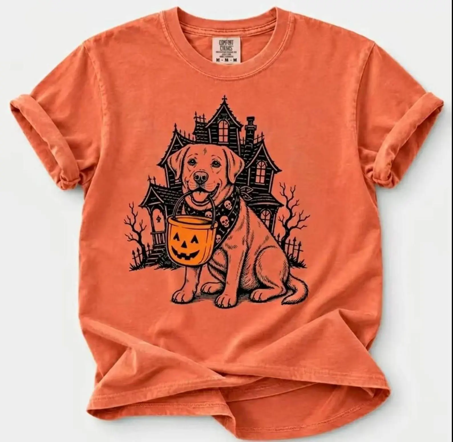 Comfort Colors Yam 30+ Dog Breeds Halloween Shirt, Funny Pumpkin Candy Bucket Tee, Cute Trick Or Treat Dog Costume Lover Top - photo 2
