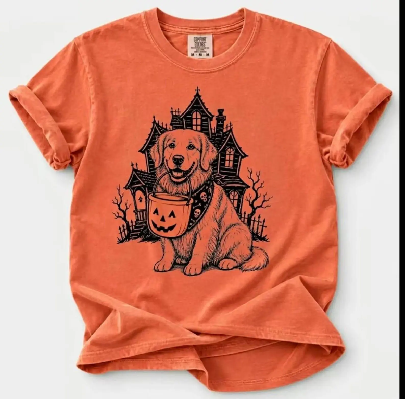 Comfort Colors Yam 30+ Dog Breeds Halloween Shirt, Funny Pumpkin Candy Bucket Tee, Cute Trick Or Treat Dog Costume Lover Top - photo 3