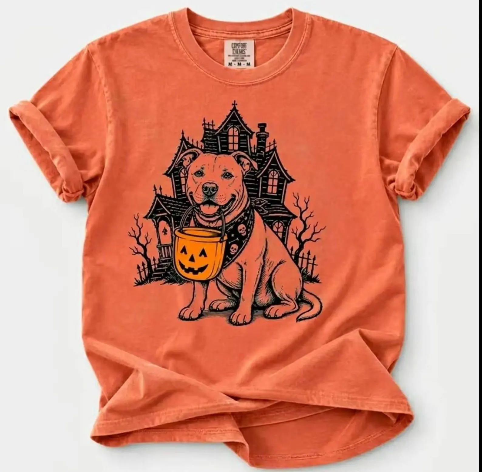 Comfort Colors Yam 30+ Dog Breeds Halloween Shirt, Funny Pumpkin Candy Bucket Tee, Cute Trick Or Treat Dog Costume Lover Top - photo 4